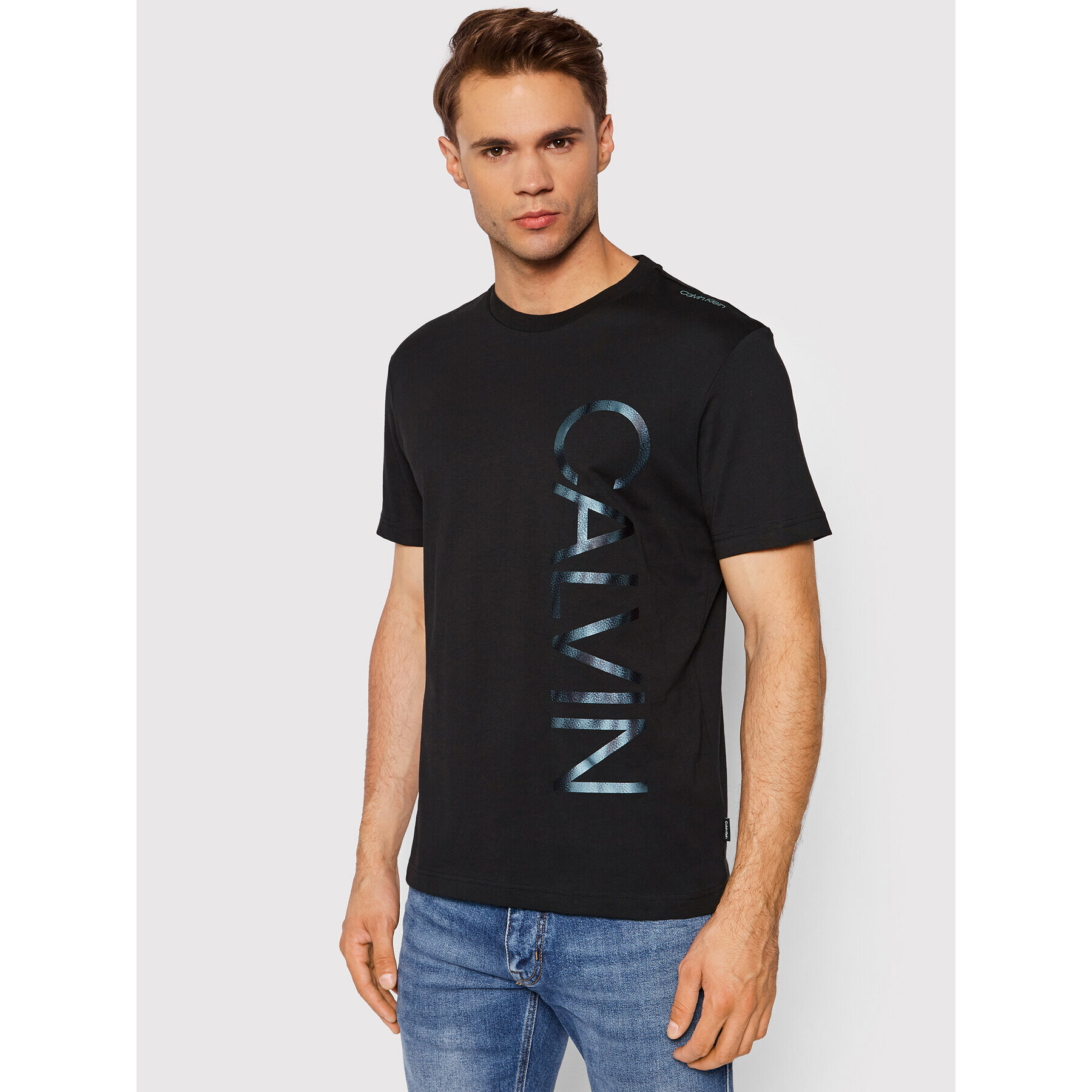 Calvin Klein Tricou Iconic Abstract Logo K10K107691 Negru Regular Fit - Pled.ro