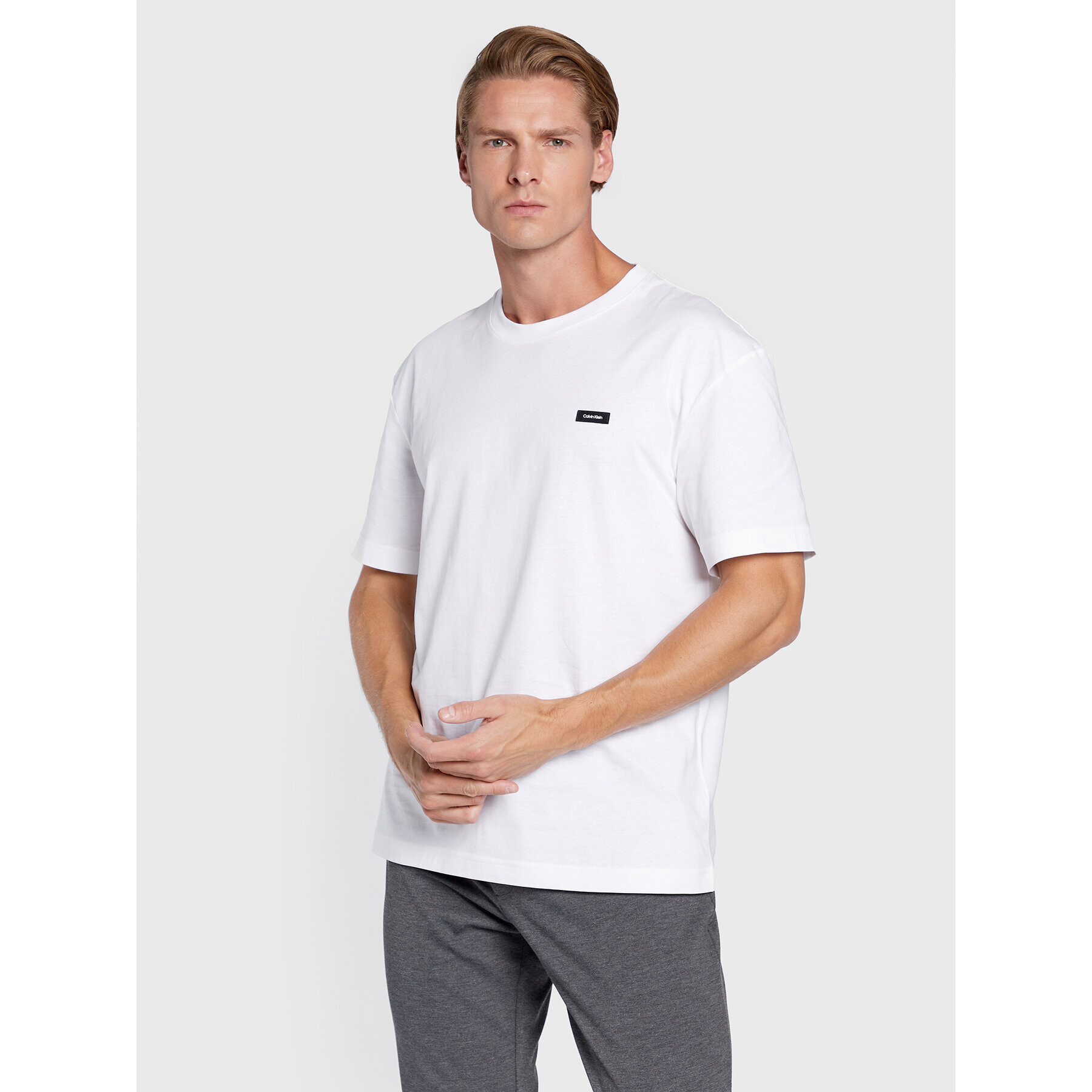 Calvin Klein Tricou K10K110669 Alb Regular Fit - Pled.ro