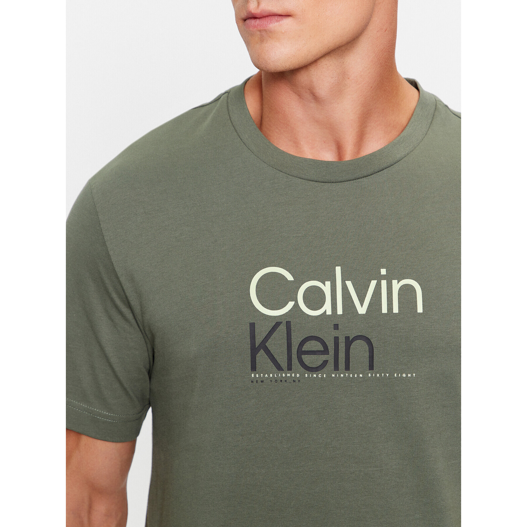 Calvin Klein Tricou K10K111841 Verde Regular Fit - Pled.ro