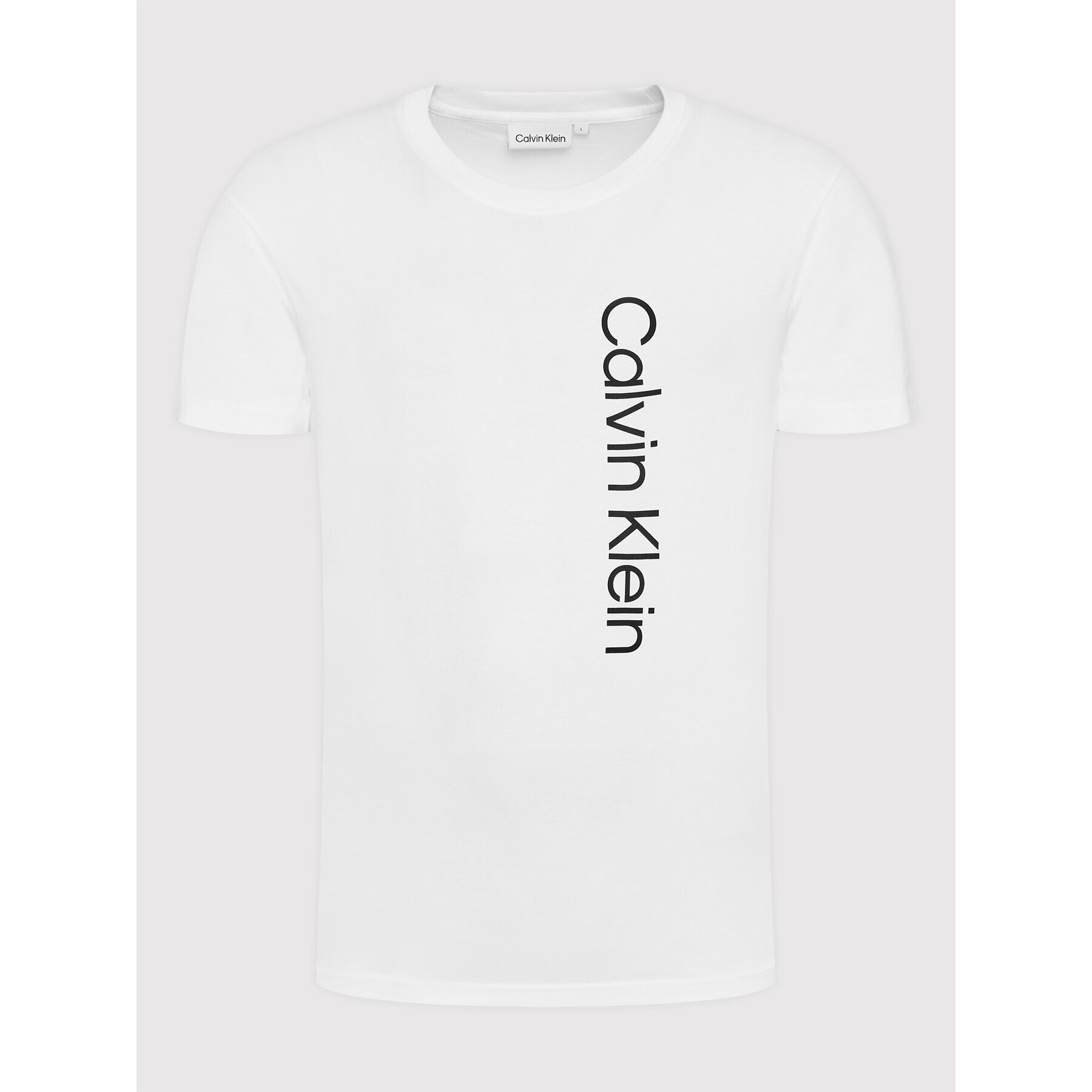 Calvin Klein Tricou Off Placement Logo K10K109738 Alb Slim Fit - Pled.ro