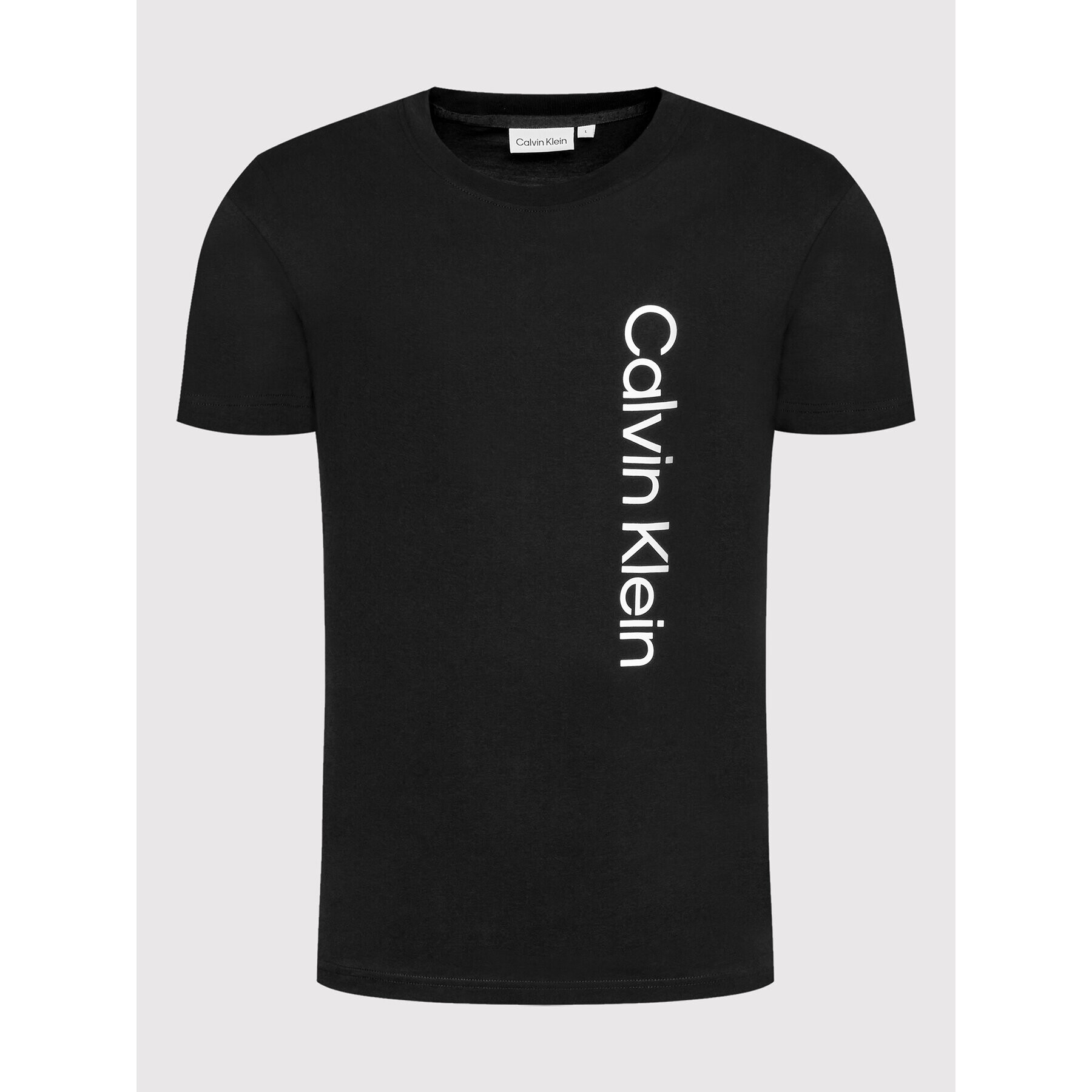 Calvin Klein Tricou Off Placement Logo K10K109738 Negru Slim Fit - Pled.ro