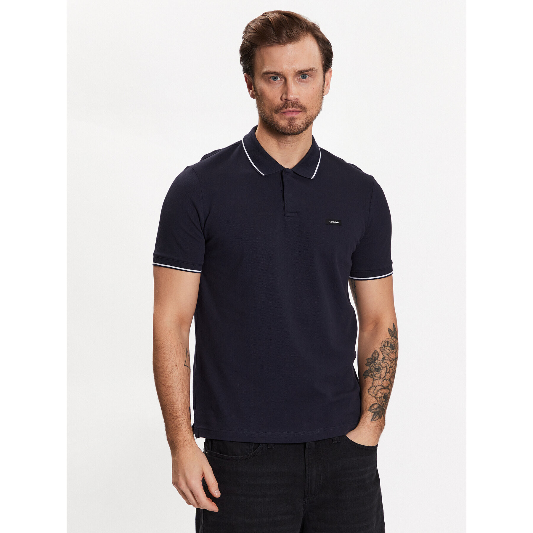 Calvin Klein Tricou polo K10K110596 Bleumarin Slim Fit - Pled.ro