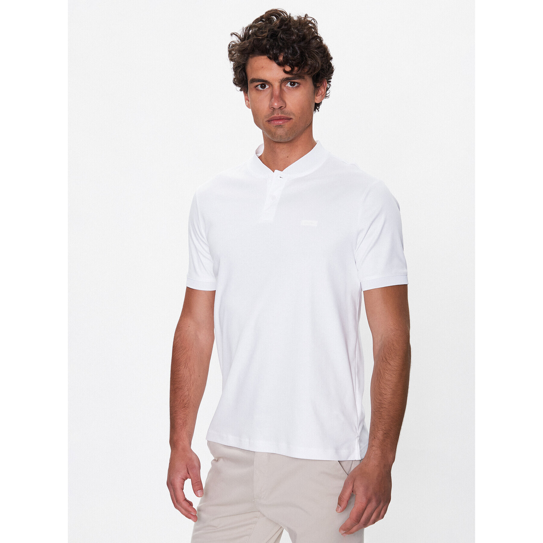 Calvin Klein Tricou polo K10K111201 Alb Regular Fit - Pled.ro