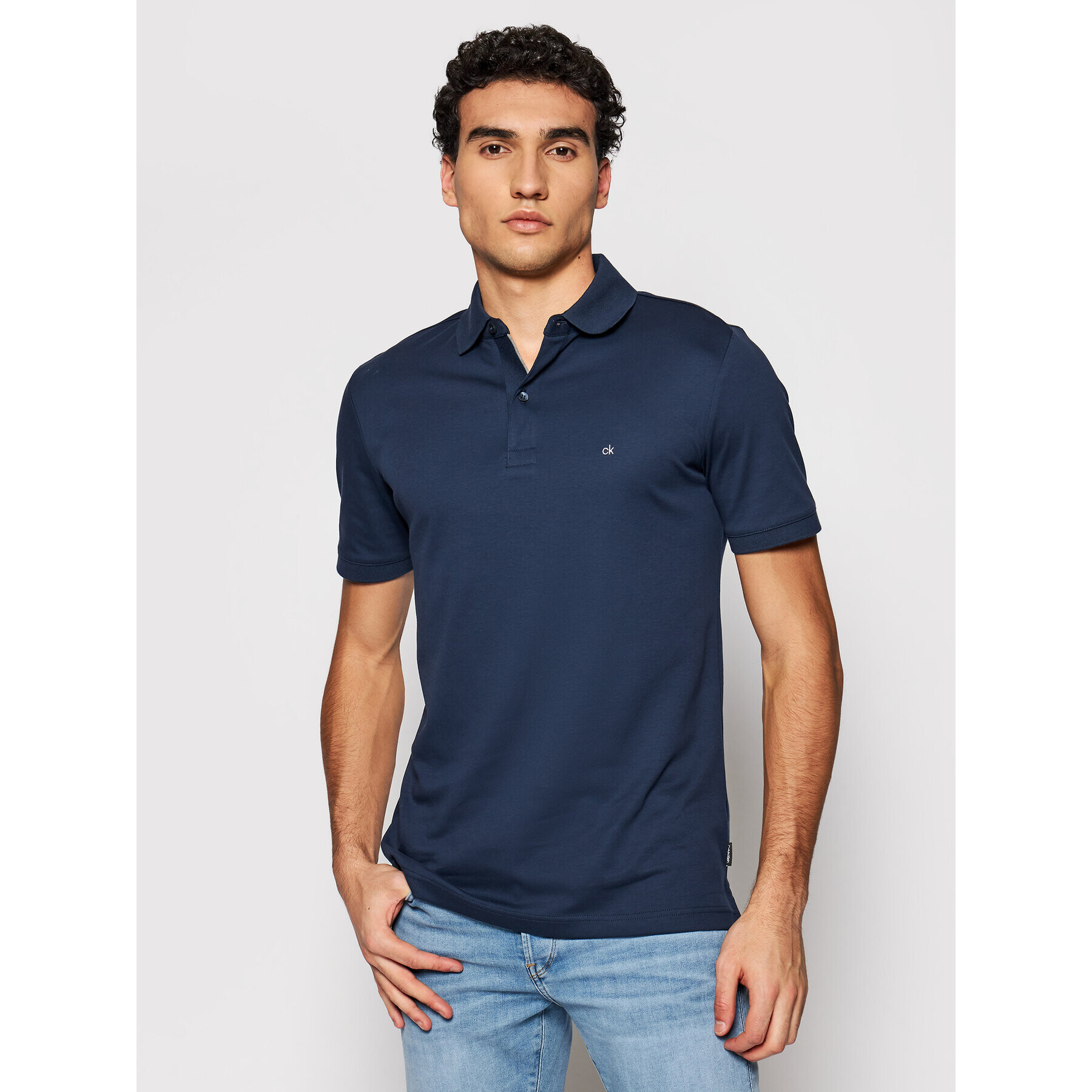 Calvin Klein Tricou polo Liquid Touch K10K107090 Bleumarin Slim Fit - Pled.ro