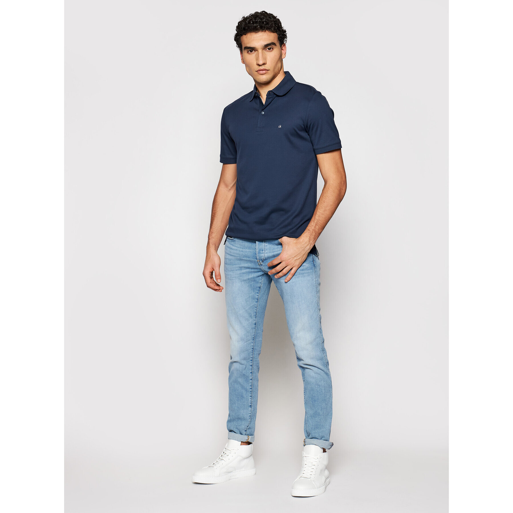 Calvin Klein Tricou polo Liquid Touch K10K107090 Bleumarin Slim Fit - Pled.ro