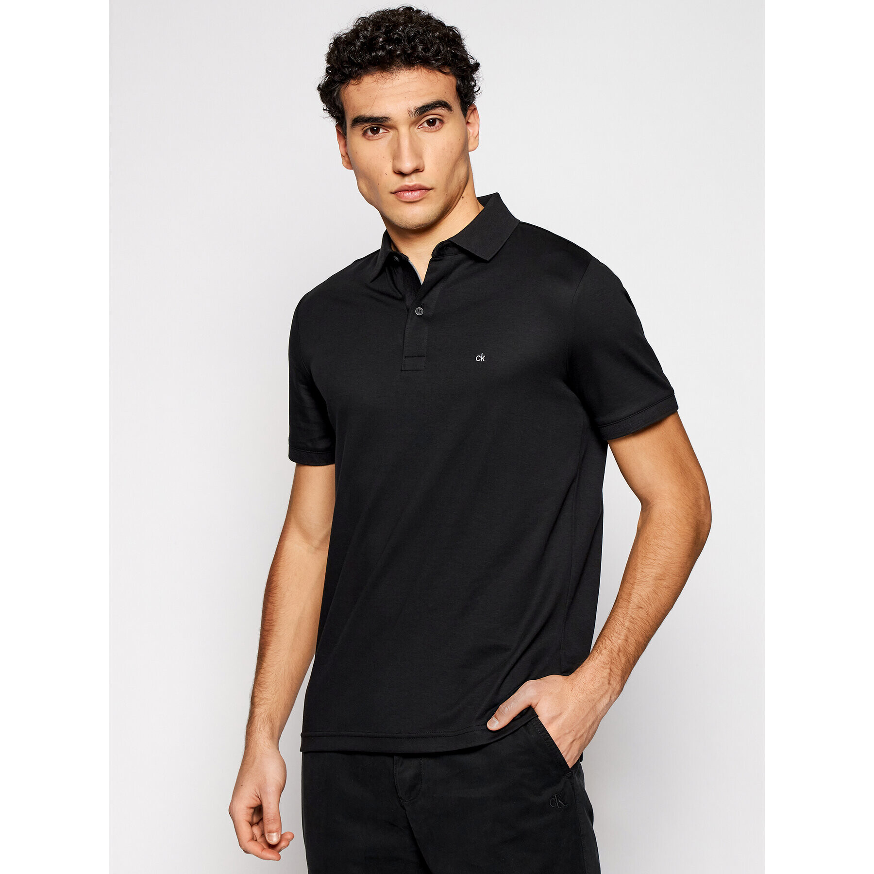 Calvin Klein Tricou polo Liquid Touch K10K107090 Negru Slim Fit - Pled.ro