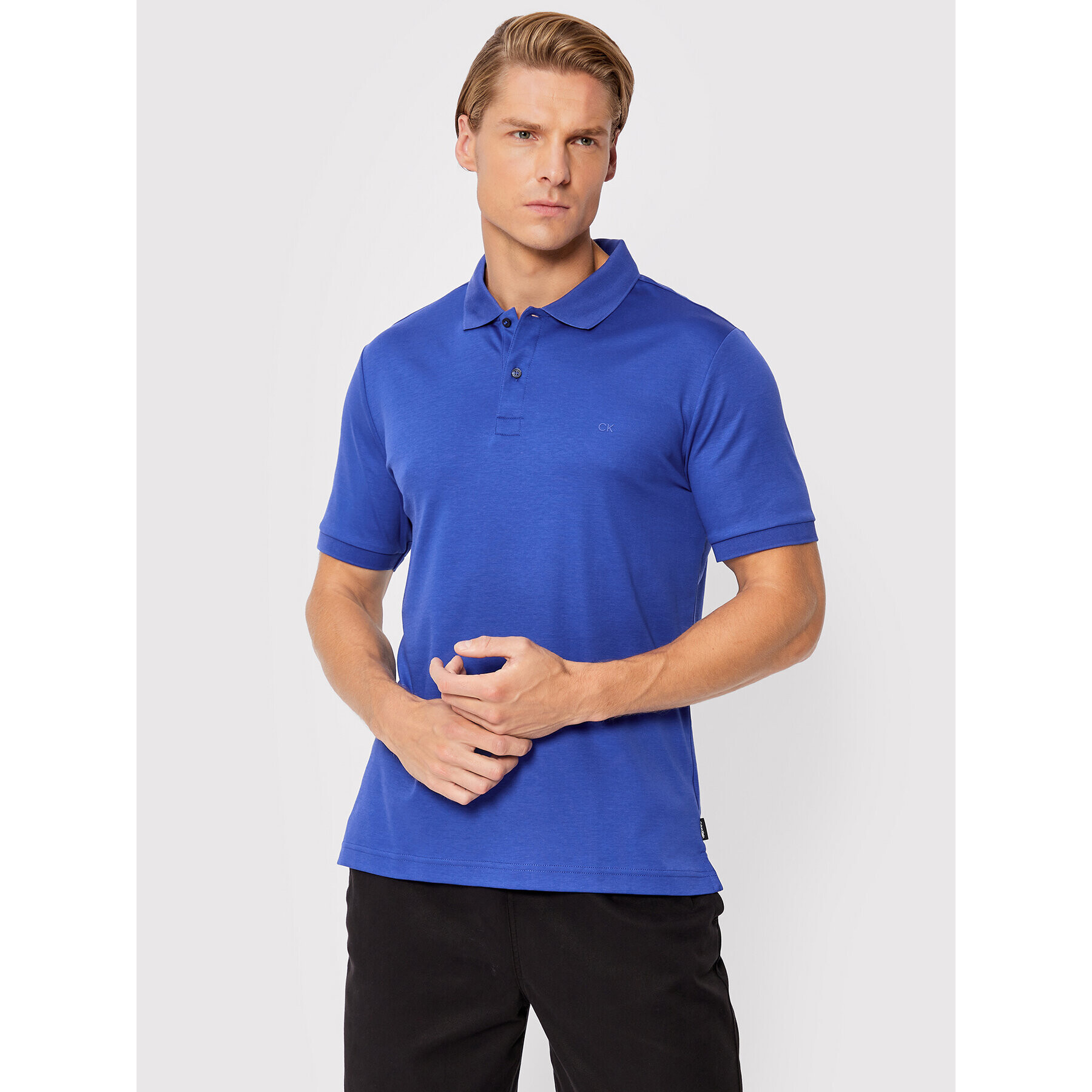 Calvin Klein Tricou polo Liquid Touch K10K108725 Albastru Slim Fit - Pled.ro