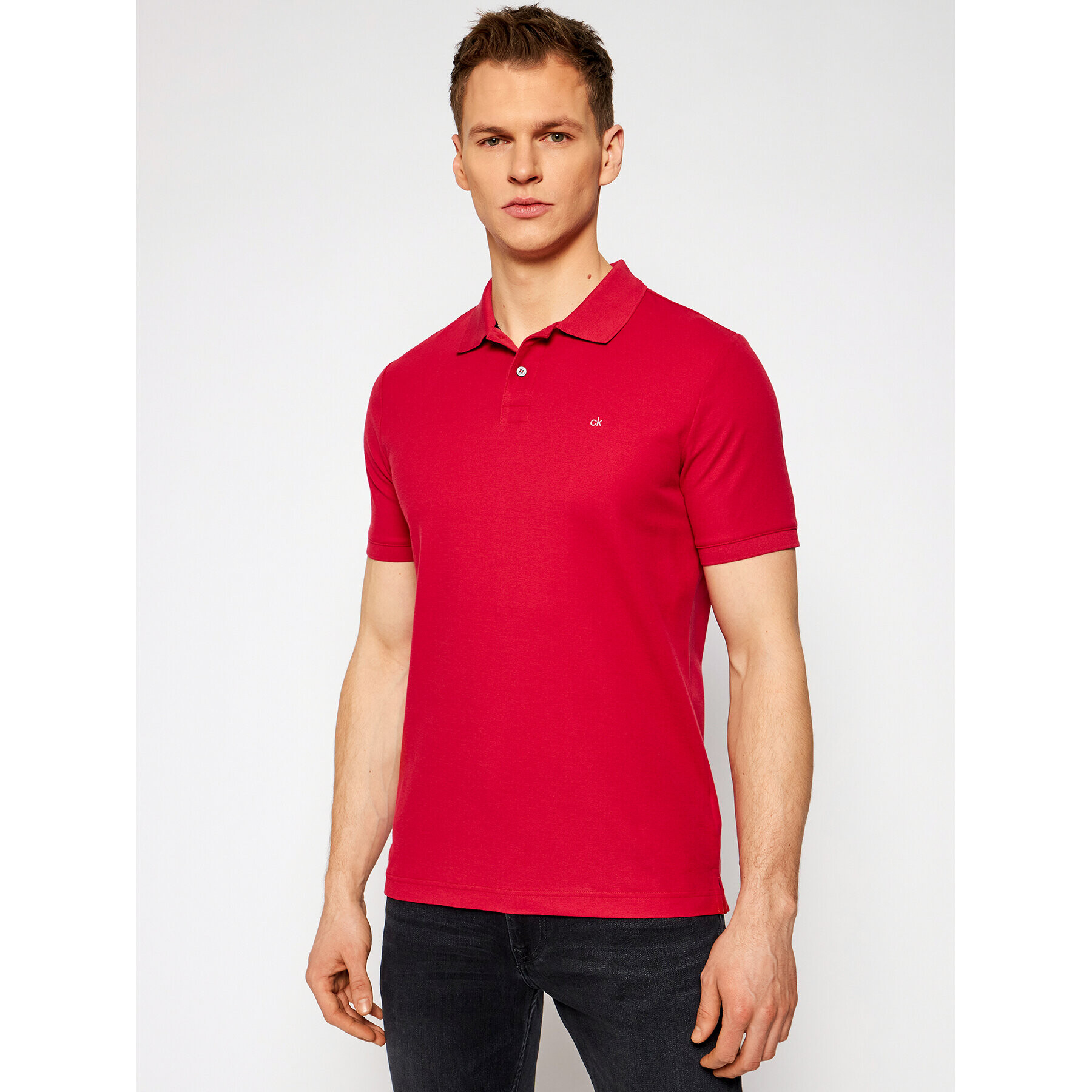 Calvin Klein Tricou polo Refined Pique Logo K10K102758 Roșu Slim Fit - Pled.ro