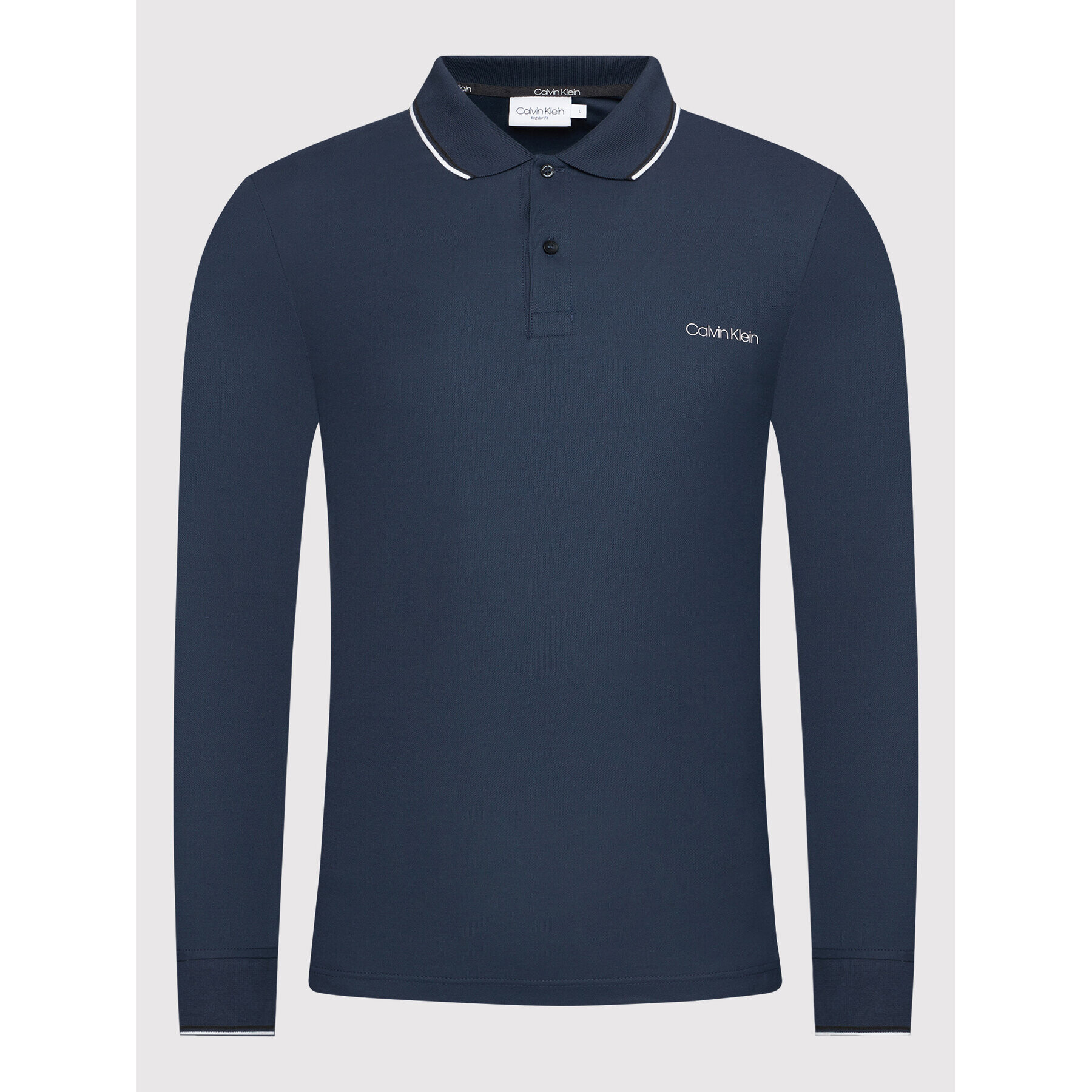 Calvin Klein Tricou polo Refined Pique Tipping Ls Polo K10K107952 Bleumarin Regular Fit - Pled.ro