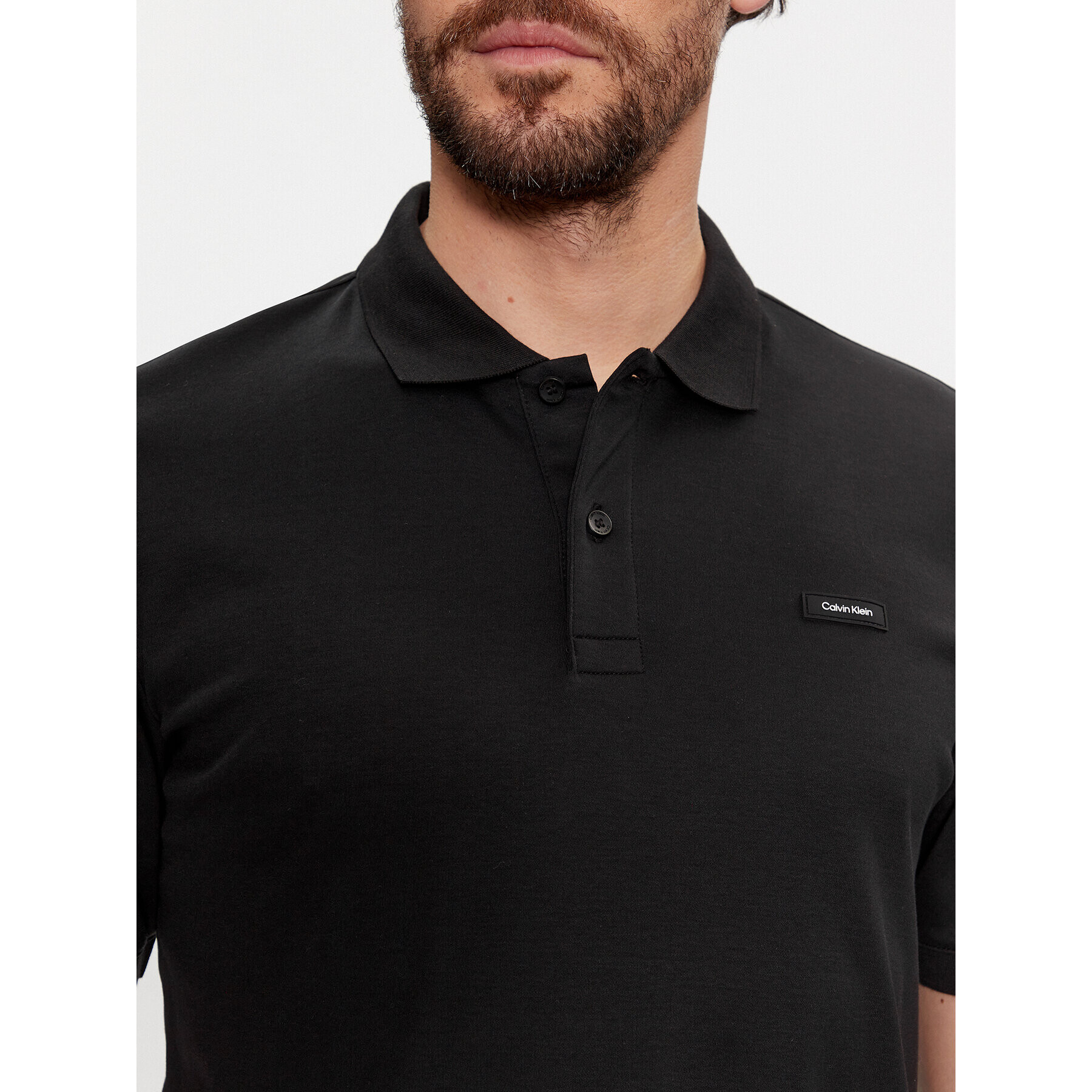 Calvin Klein Tricou polo Smooth Cotton Slim Polo K10K111657 Negru Regular Fit - Pled.ro