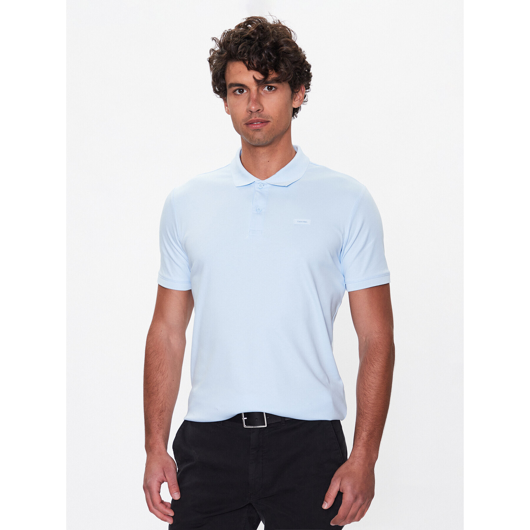 Calvin Klein Tricou polo Smooth K10K111657 Albastru Slim Fit - Pled.ro