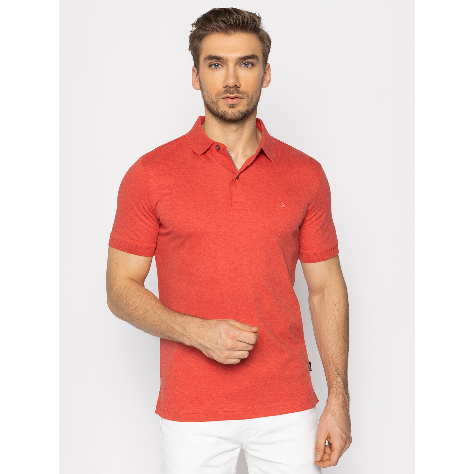 Calvin Klein Tricou polo Soft Interlock K10K105182 Roșu Slim Fit - Pled.ro