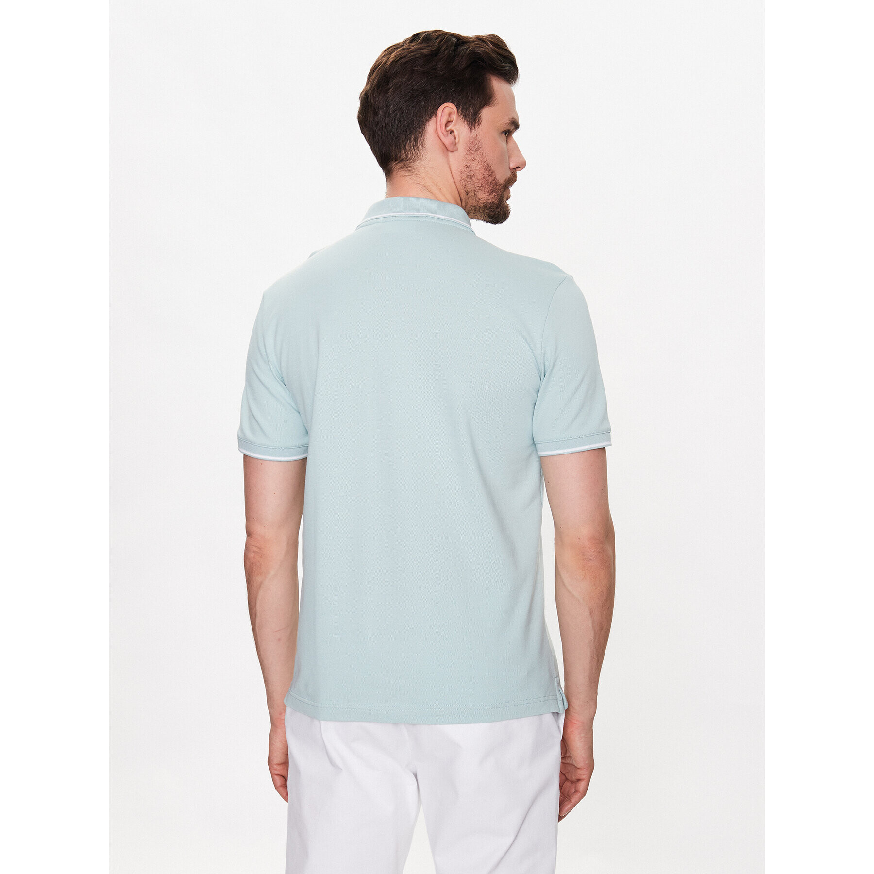 Calvin Klein Tricou polo Stretch Pique Tipping Slim Polo K10K110596 Albastru Slim Fit - Pled.ro