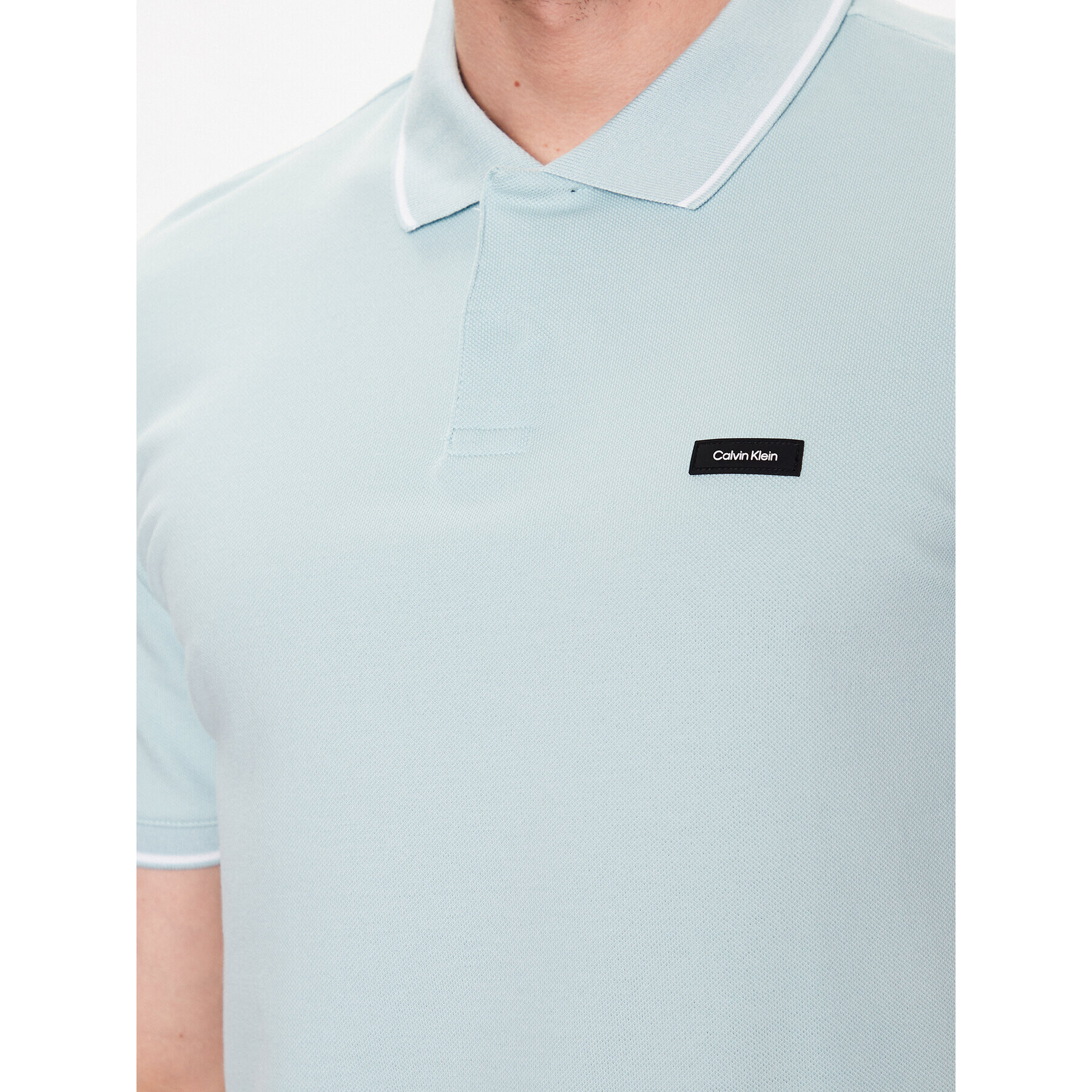 Calvin Klein Tricou polo Stretch Pique Tipping Slim Polo K10K110596 Albastru Slim Fit - Pled.ro