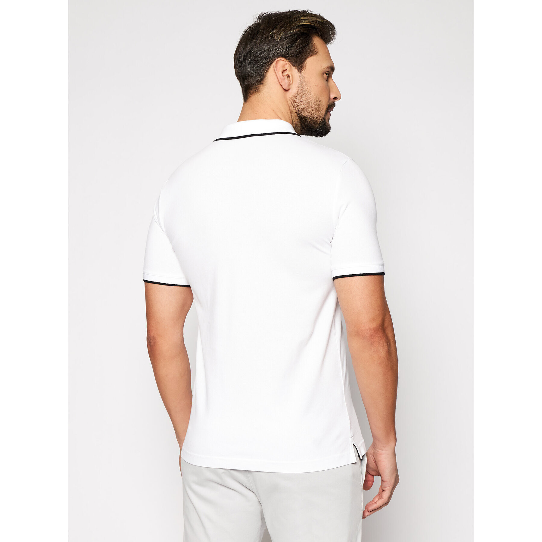 Calvin Klein Tricou polo Stretch Tipping K10K107211 Alb Slim Fit - Pled.ro