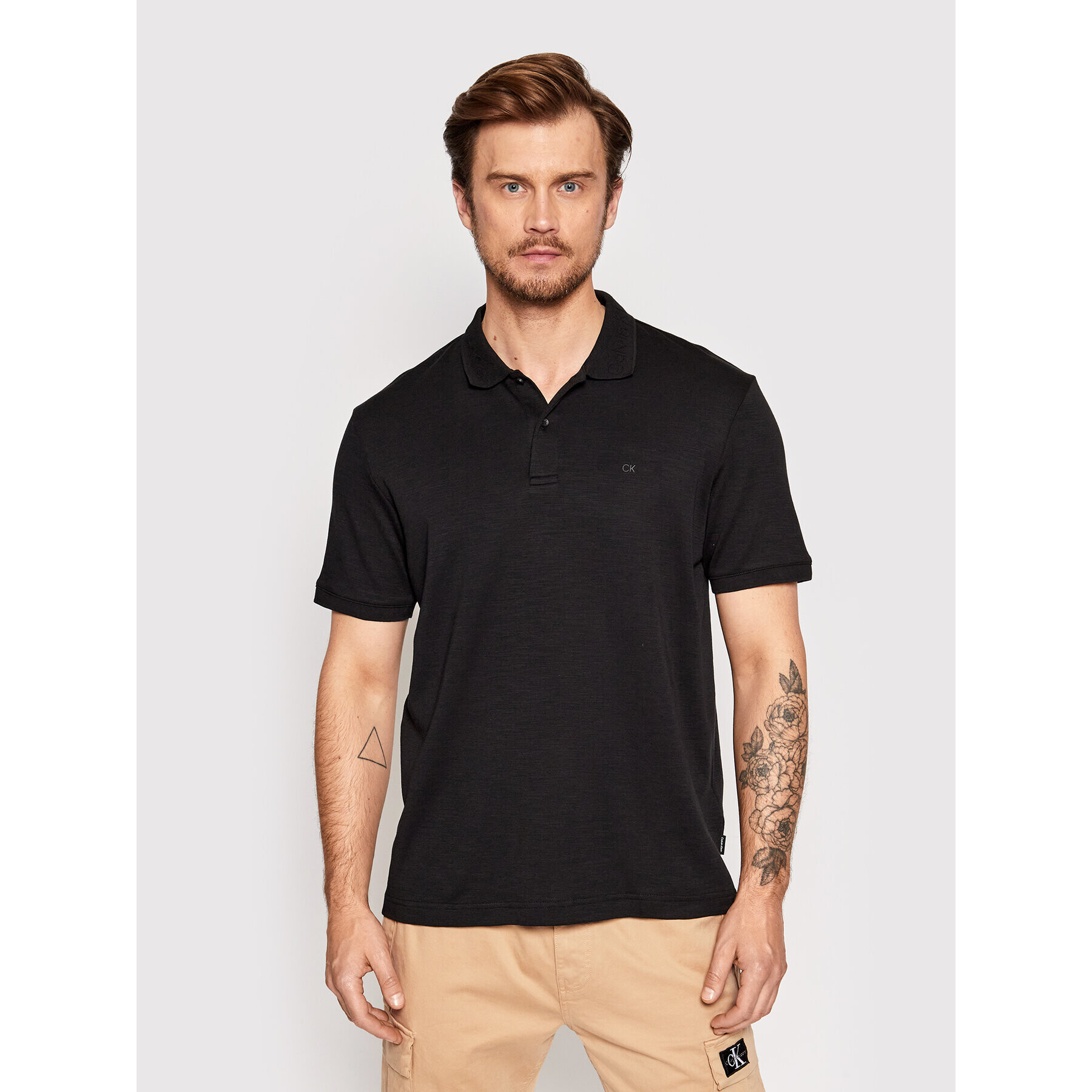 Calvin Klein Tricou polo Supima K10K108724 Negru Regular Fit - Pled.ro