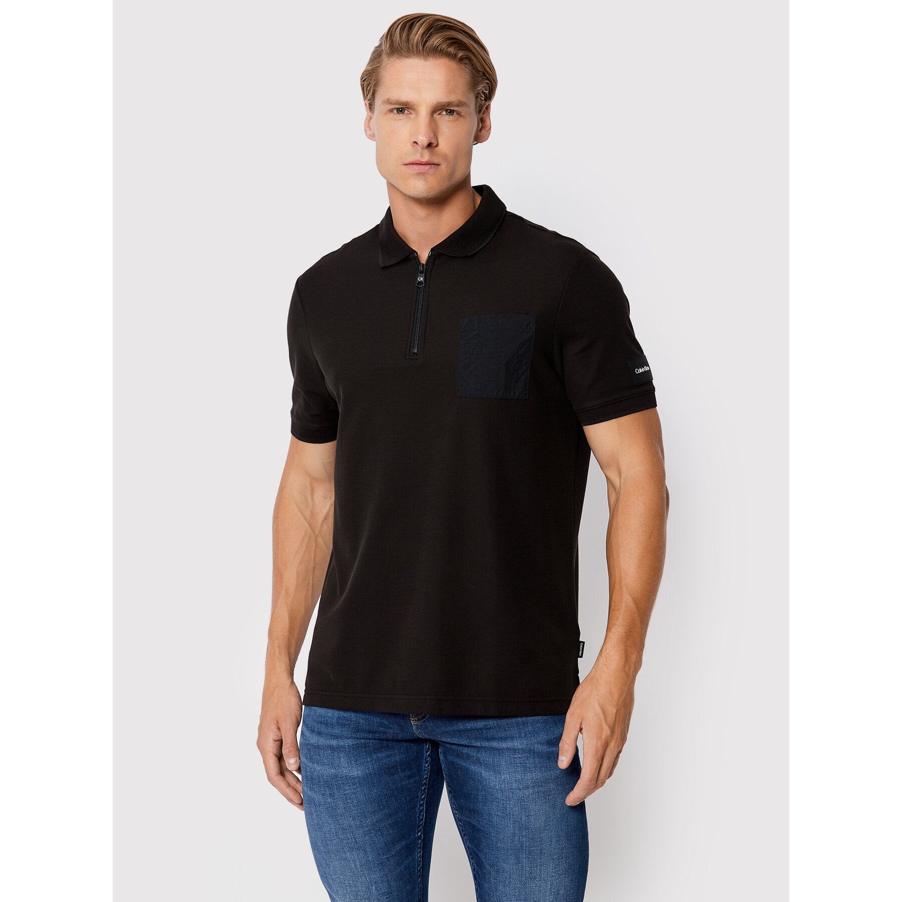 Calvin Klein Tricou polo Tech K10K108729 Negru Regular Fit - Pled.ro