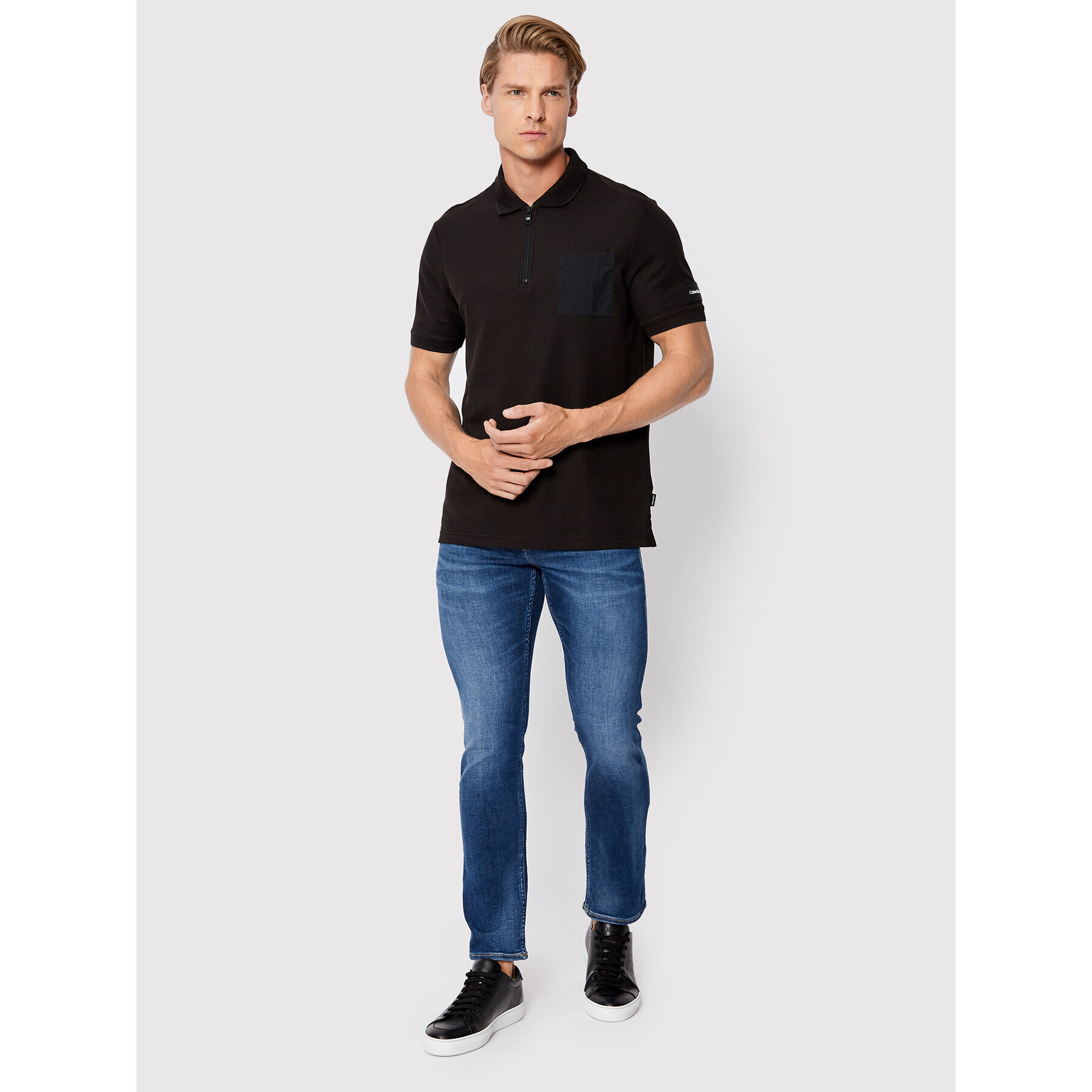 Calvin Klein Tricou polo Tech K10K108729 Negru Regular Fit - Pled.ro