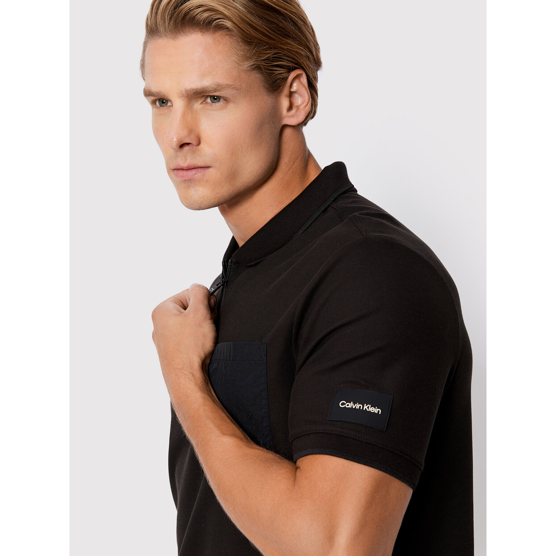 Calvin Klein Tricou polo Tech K10K108729 Negru Regular Fit - Pled.ro