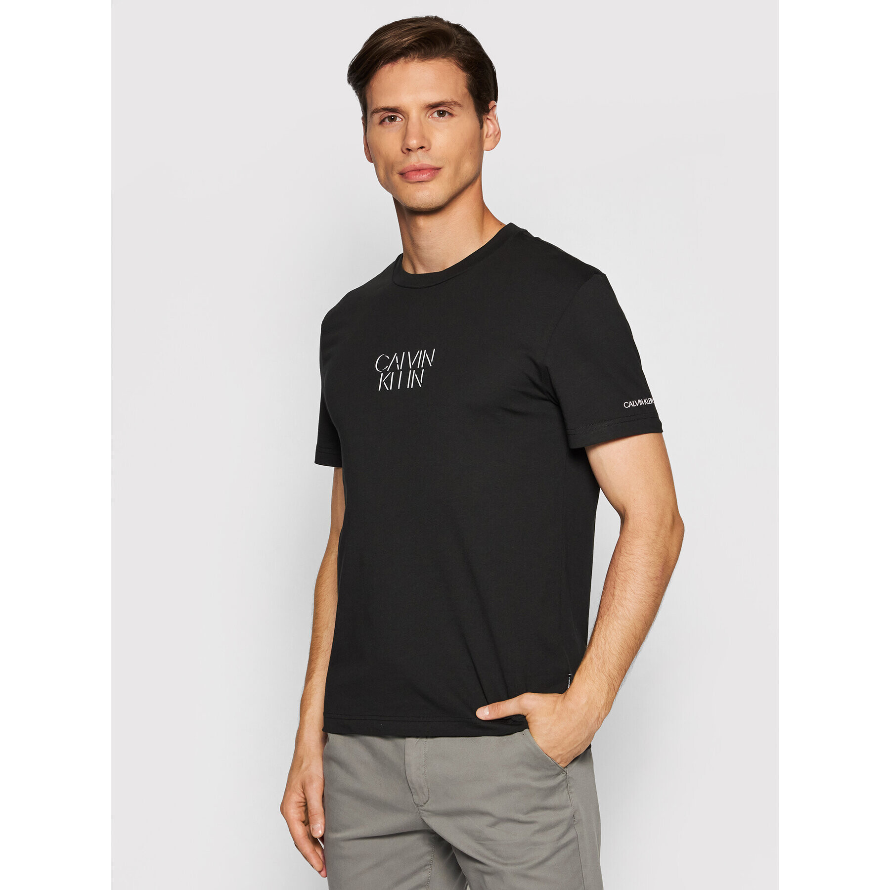 Calvin Klein Tricou Shadow Center Logo K10K106844 Negru Regular Fit - Pled.ro