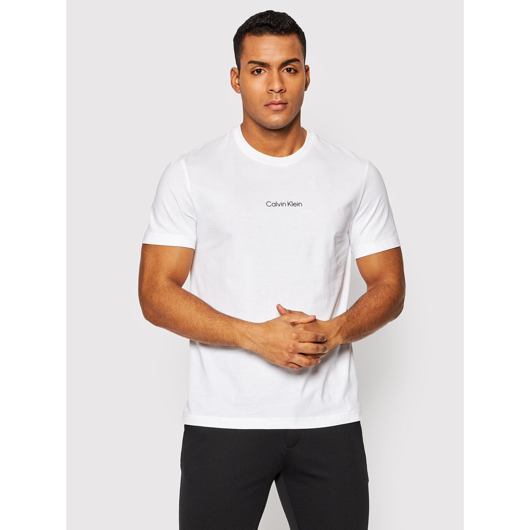 Calvin Klein Tricou Thunder Logo Back K10K108453 Alb Regular Fit - Pled.ro