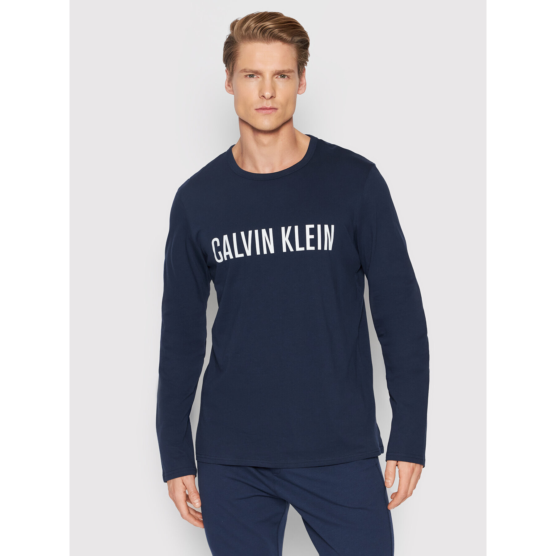 Calvin Klein Underwear Cămașă pijama Crew 000NM1958E Bleumarin Regular Fit - Pled.ro