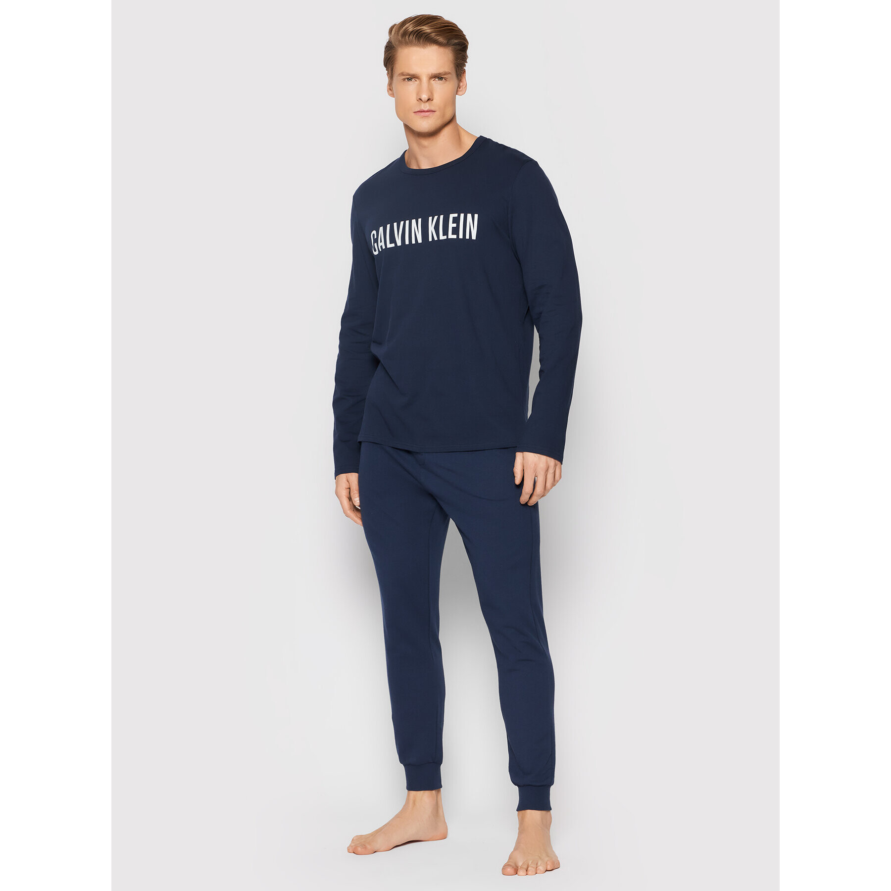 Calvin Klein Underwear Cămașă pijama Crew 000NM1958E Bleumarin Regular Fit - Pled.ro