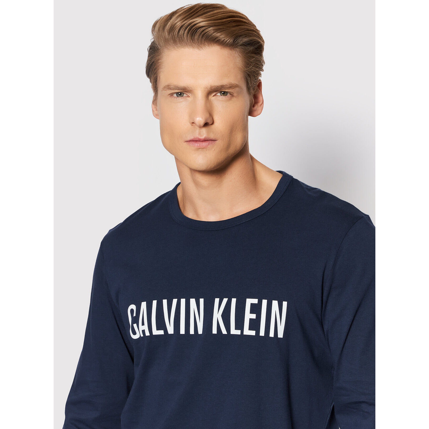 Calvin Klein Underwear Cămașă pijama Crew 000NM1958E Bleumarin Regular Fit - Pled.ro