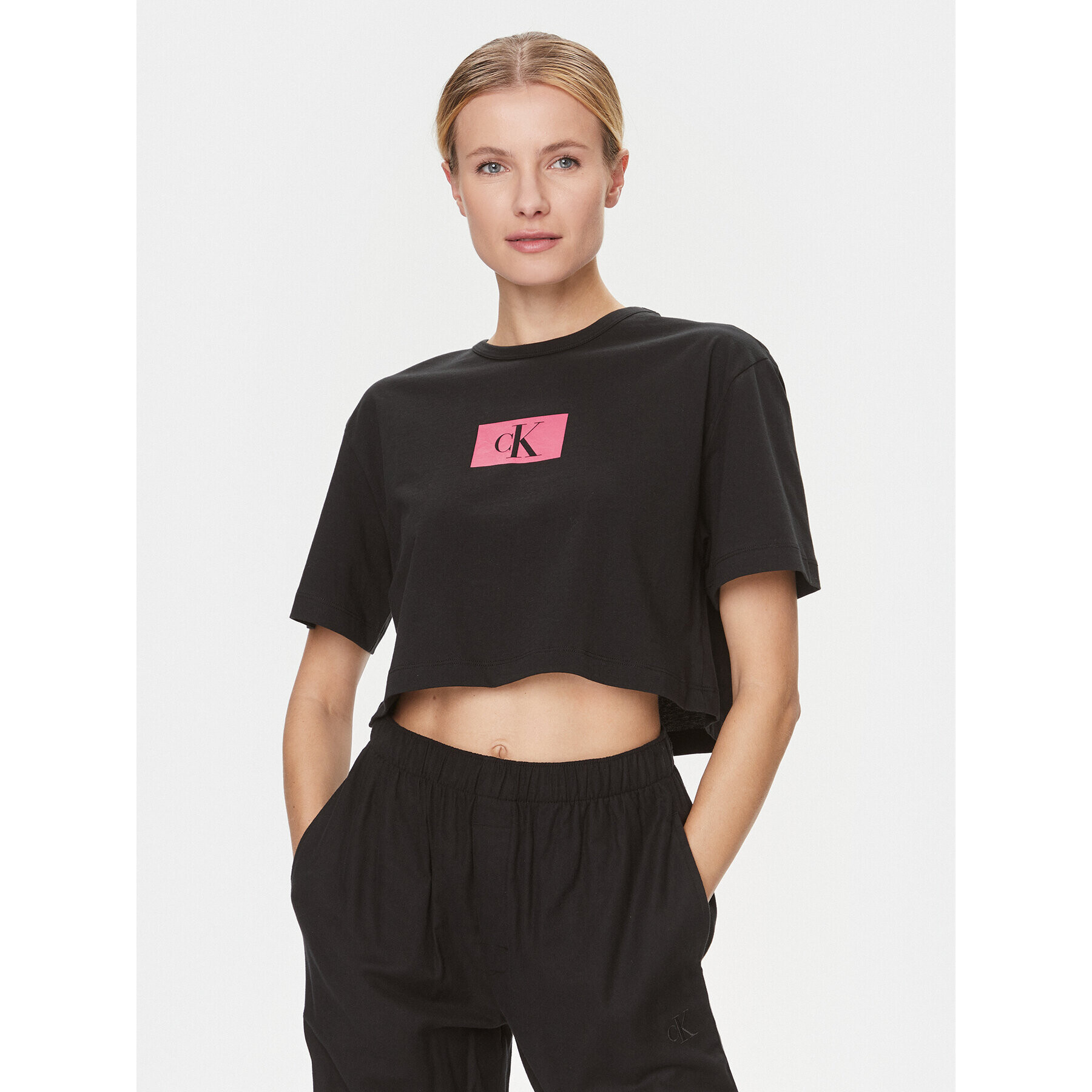 Calvin Klein Underwear Cămașă pijama 000QS6946E Negru Relaxed Fit - Pled.ro