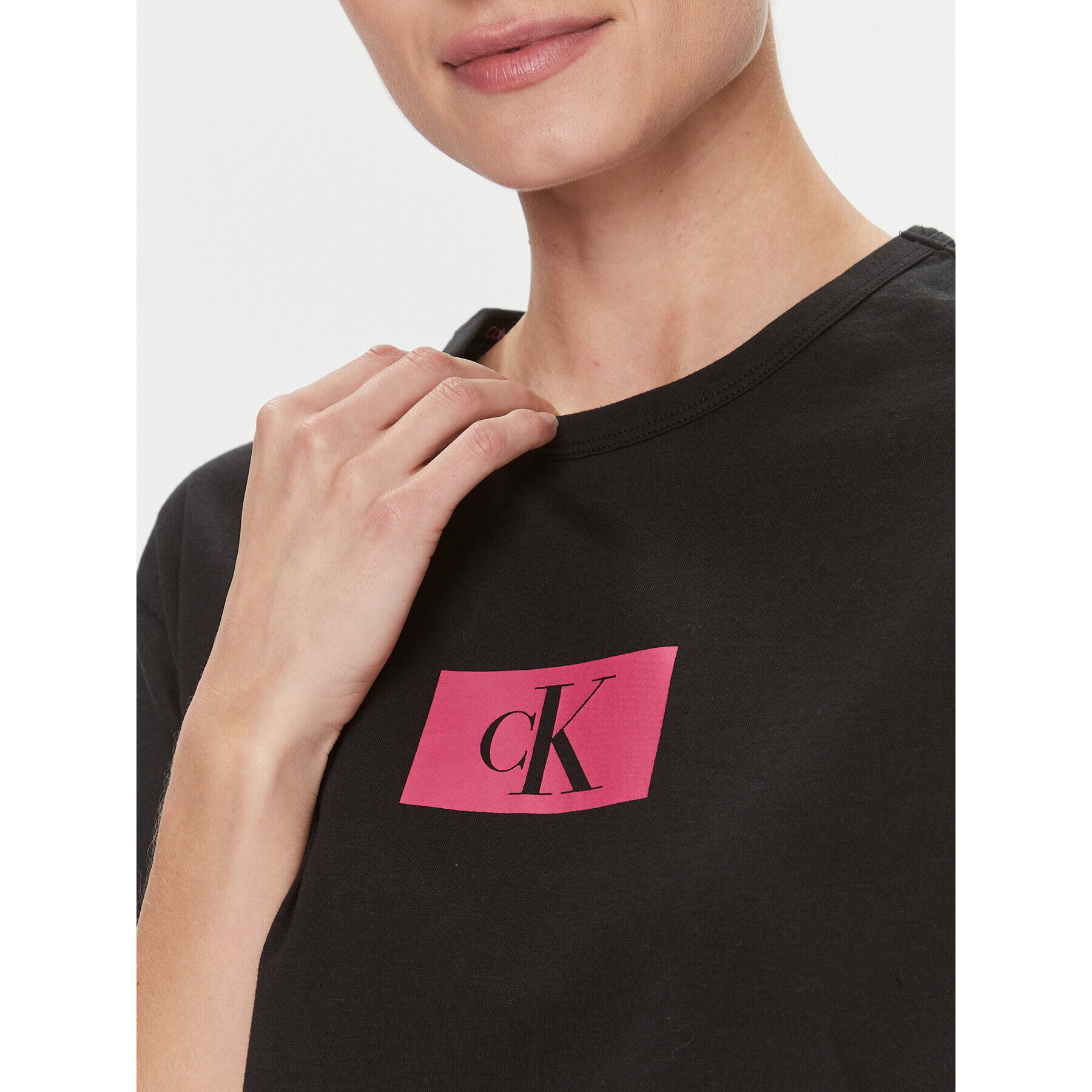 Calvin Klein Underwear Cămașă pijama 000QS6946E Negru Relaxed Fit - Pled.ro