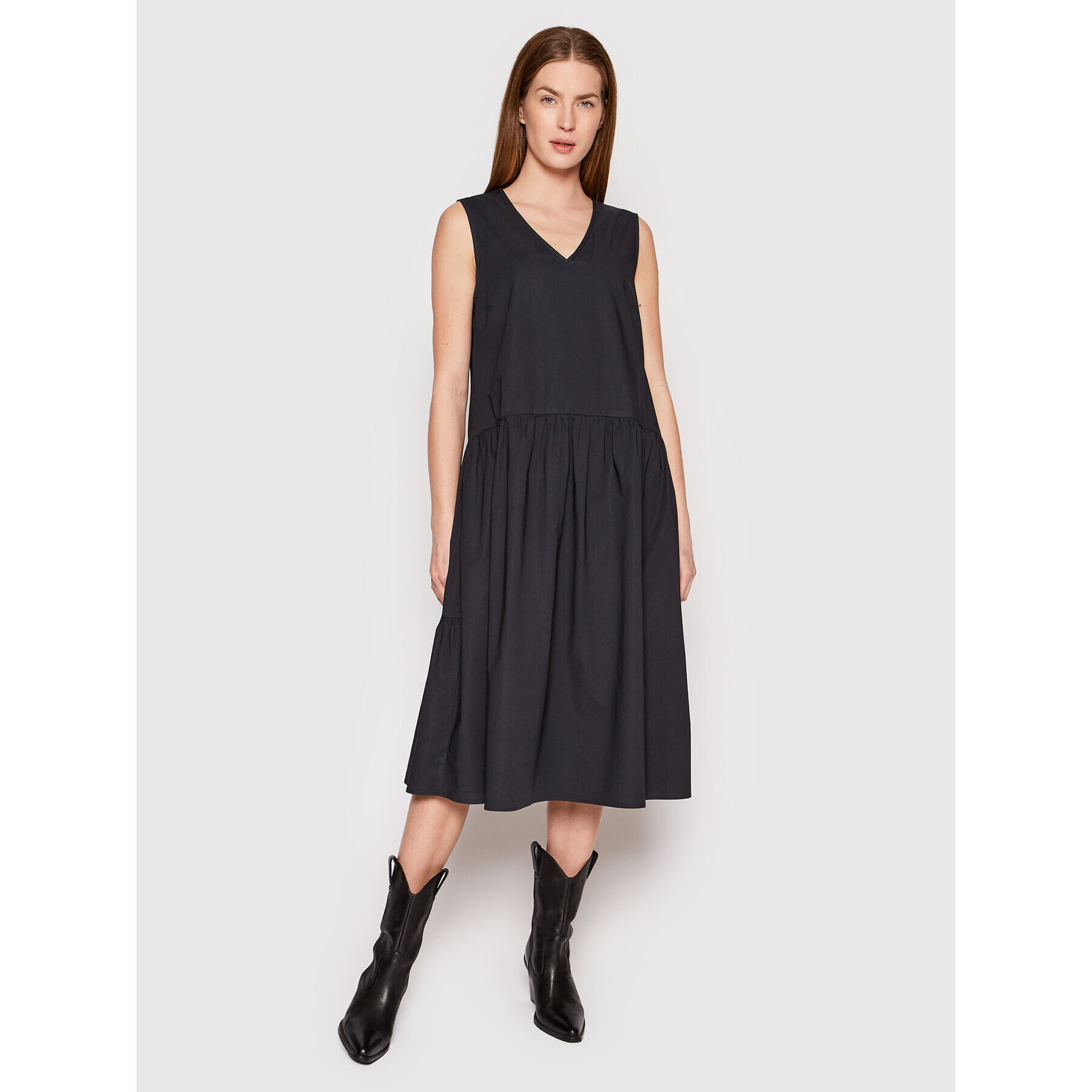 Cappellini Rochie de zi M02989T0 08788 Negru Relaxed Fit - Pled.ro