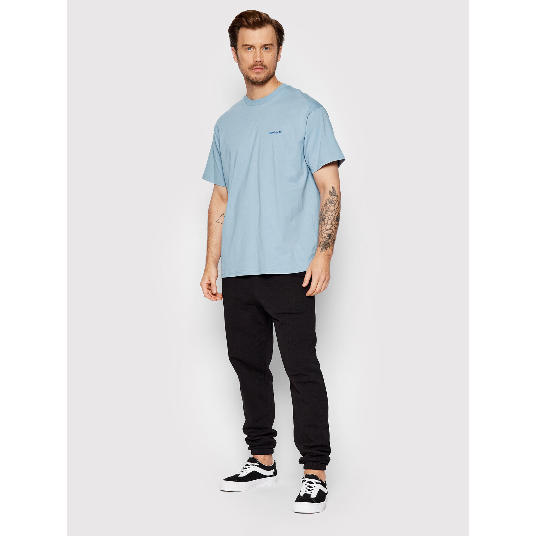 Carhartt WIP Tricou Sript Embroidery I025778 Albastru Loose Fit - Pled.ro