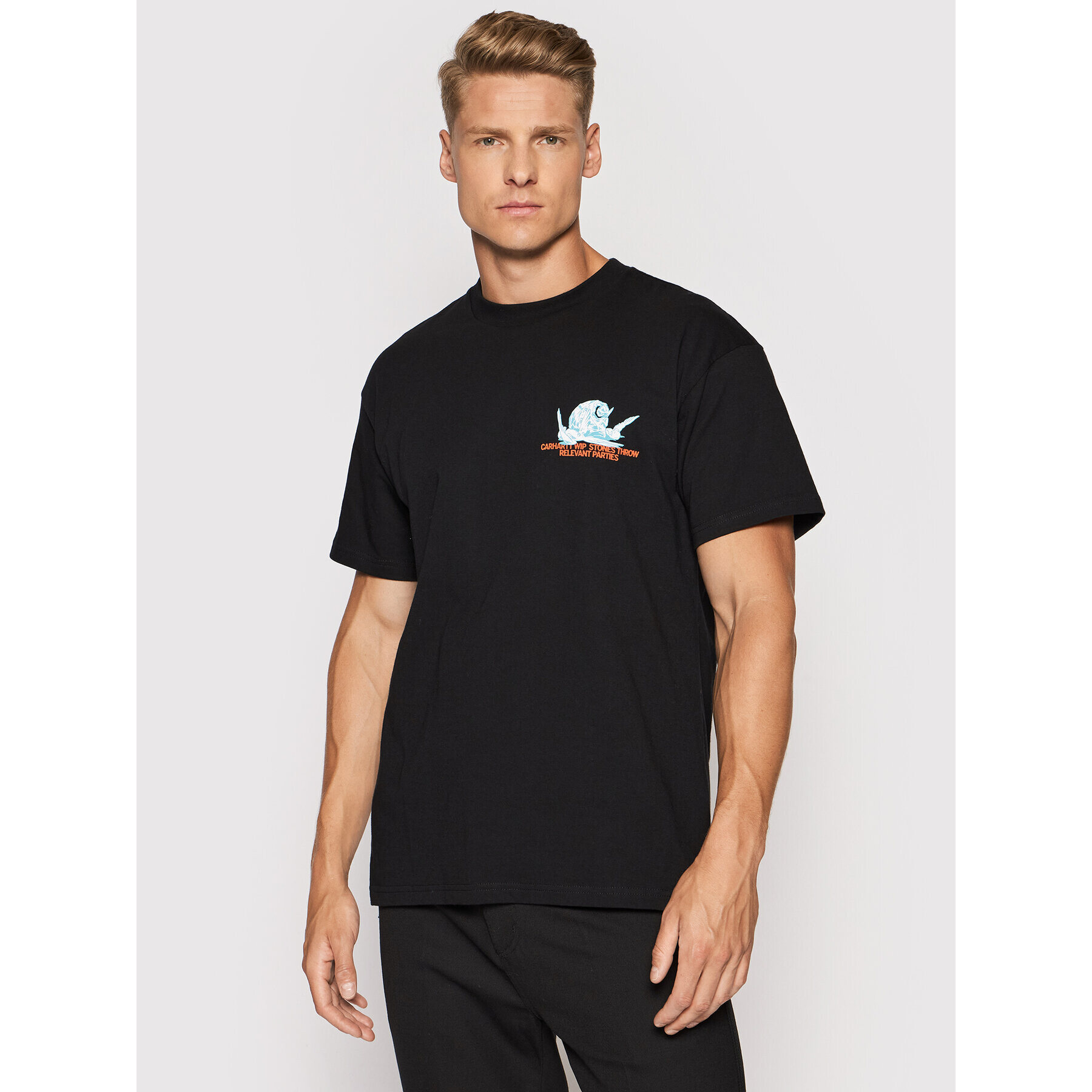 Carhartt WIP Tricou Stones Throw I029380 Negru Loose Fit - Pled.ro