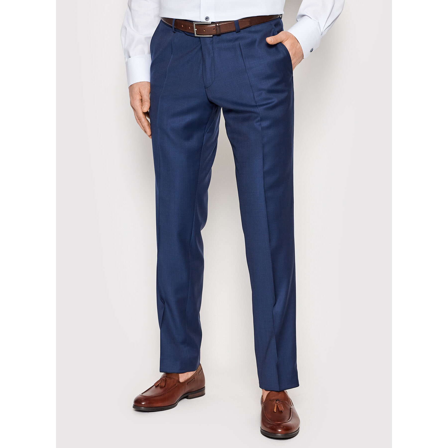 Carl Gross Pantaloni de costum Cg Flann 061S0-70 Bleumarin Regular Fit - Pled.ro