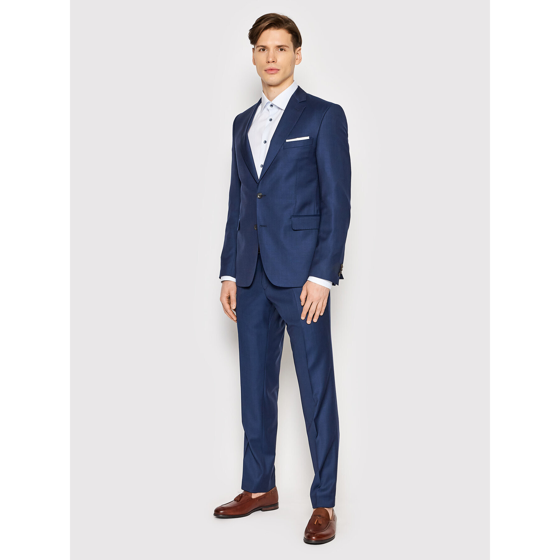 Carl Gross Pantaloni de costum Cg Flann 061S0-70 Bleumarin Regular Fit - Pled.ro