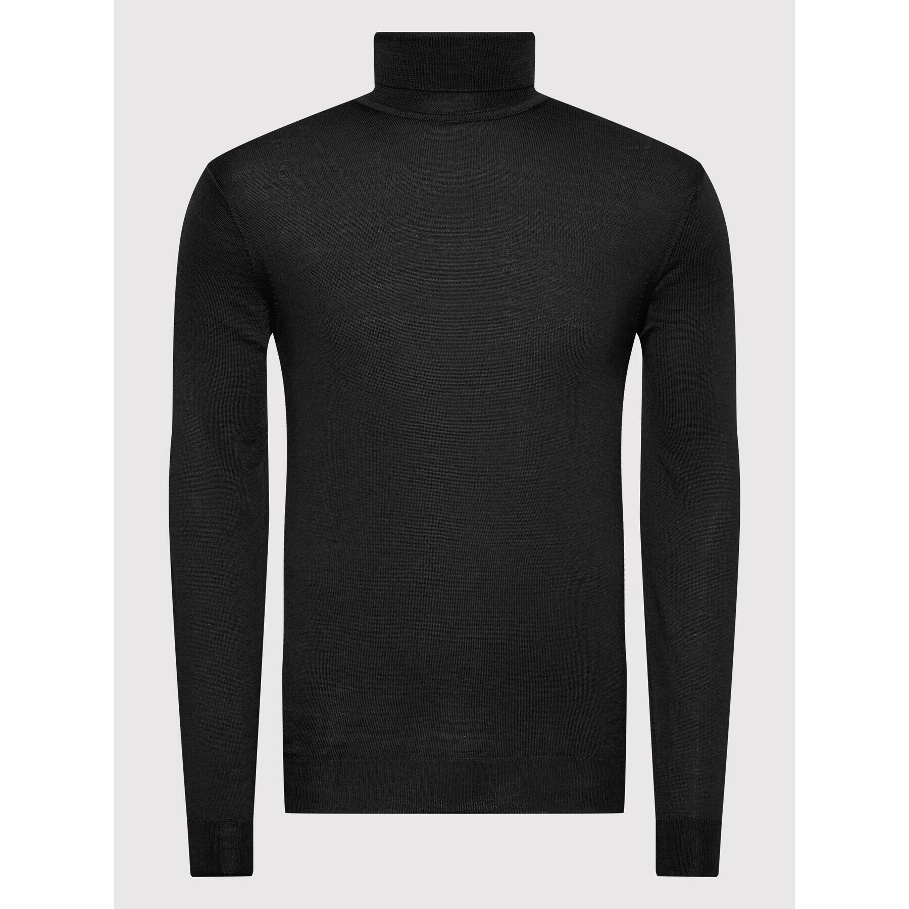 Casual Friday Bluză cu gât Konrad Merino 501483 Negru Slim Fit - Pled.ro