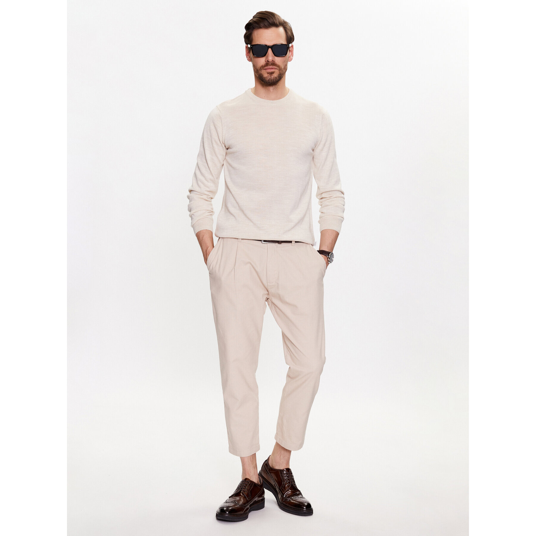 Casual Friday Pulover 20504485 Bej Slim Fit - Pled.ro