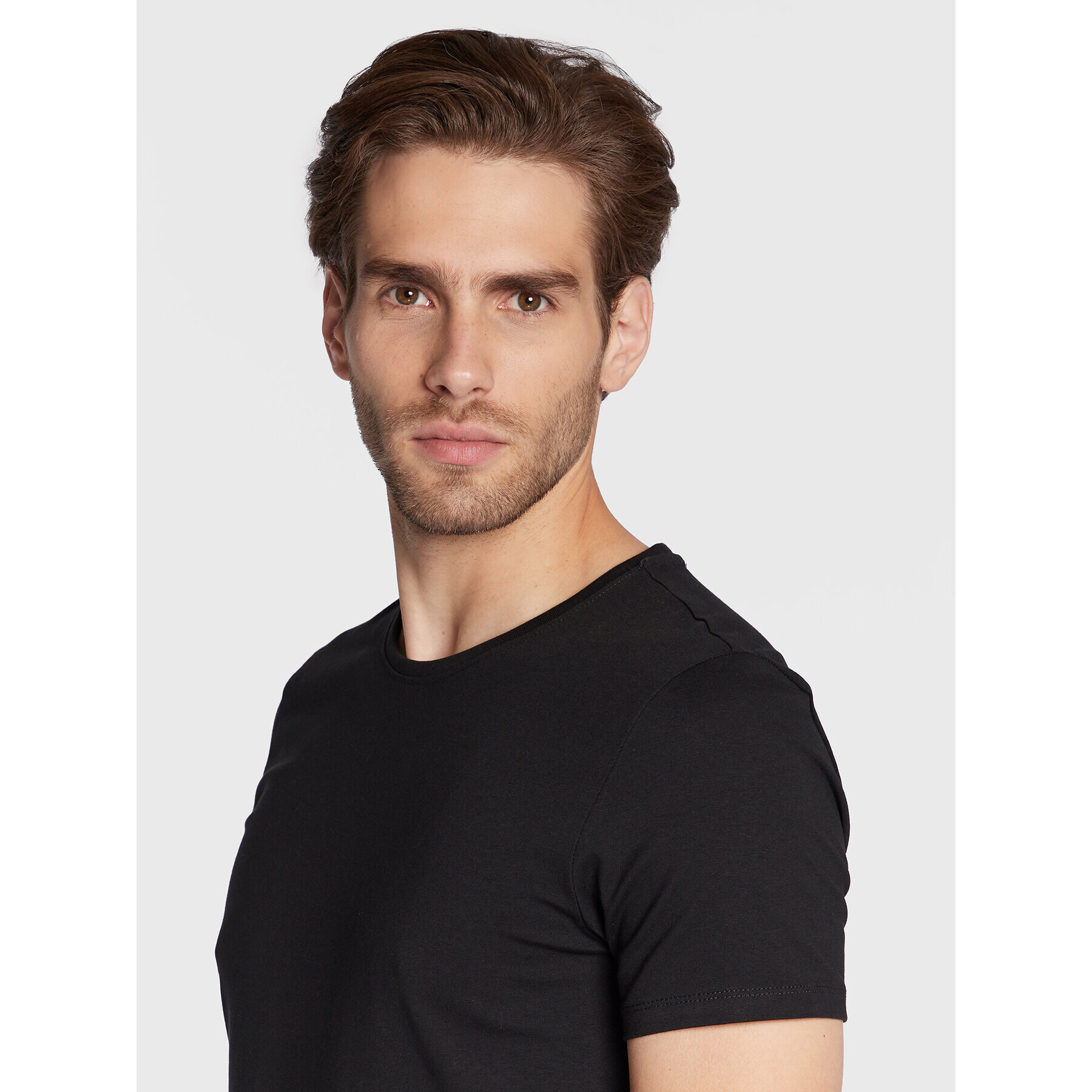 Casual Friday Tricou David 20503063 Negru Slim Fit - Pled.ro