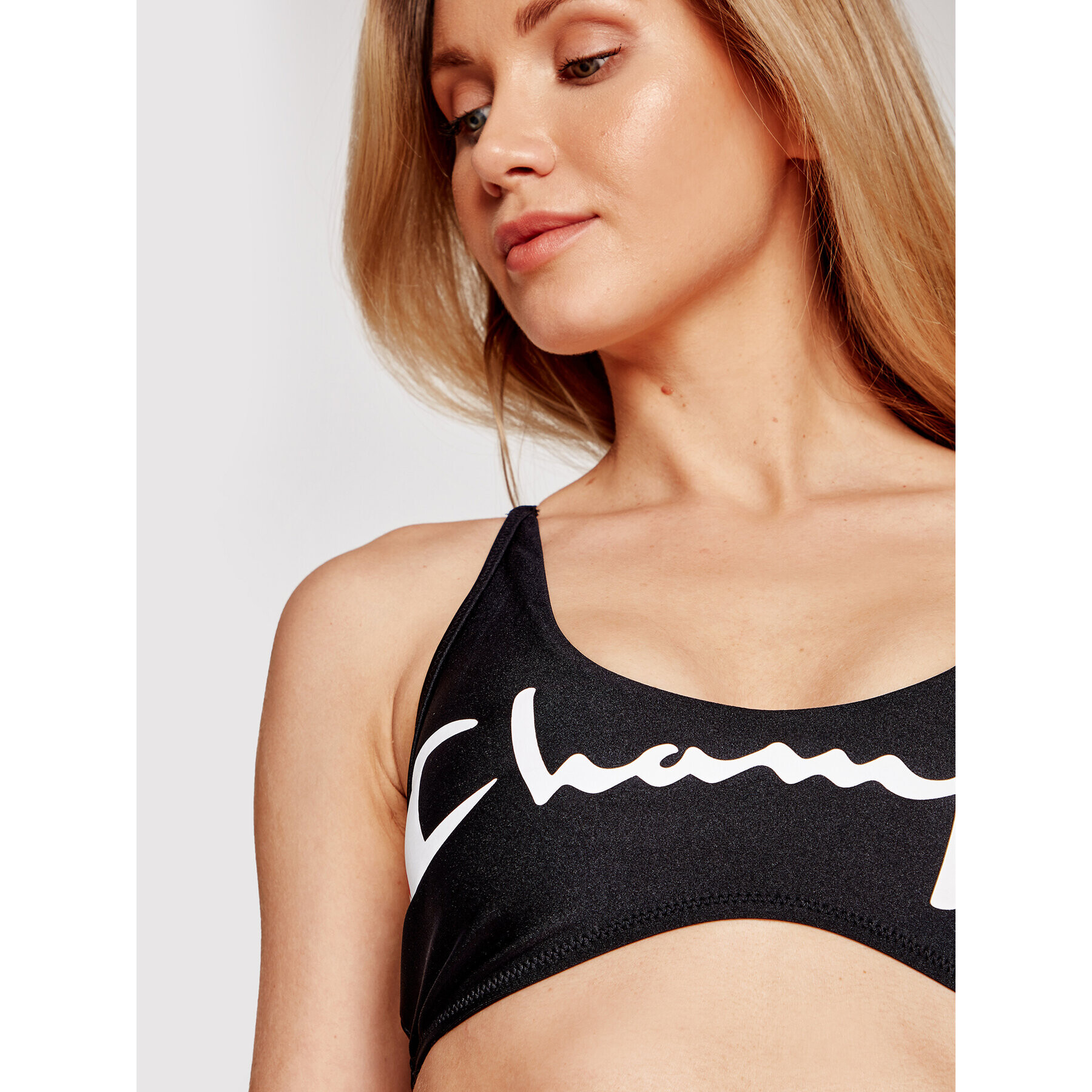 Champion Bikini partea de sus Cross Back Script Logo 113028 Negru - Pled.ro