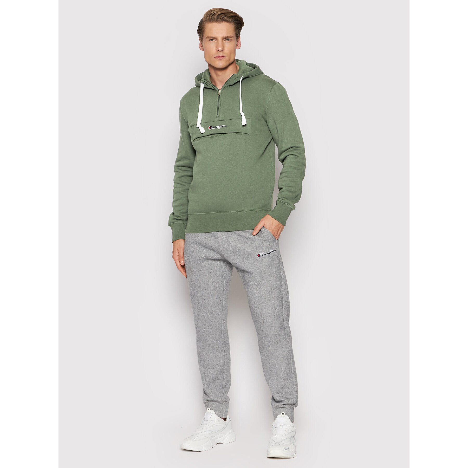 Champion Bluză Blend Pocket Half Zip-Up 216478 Verde Comfort Fit - Pled.ro