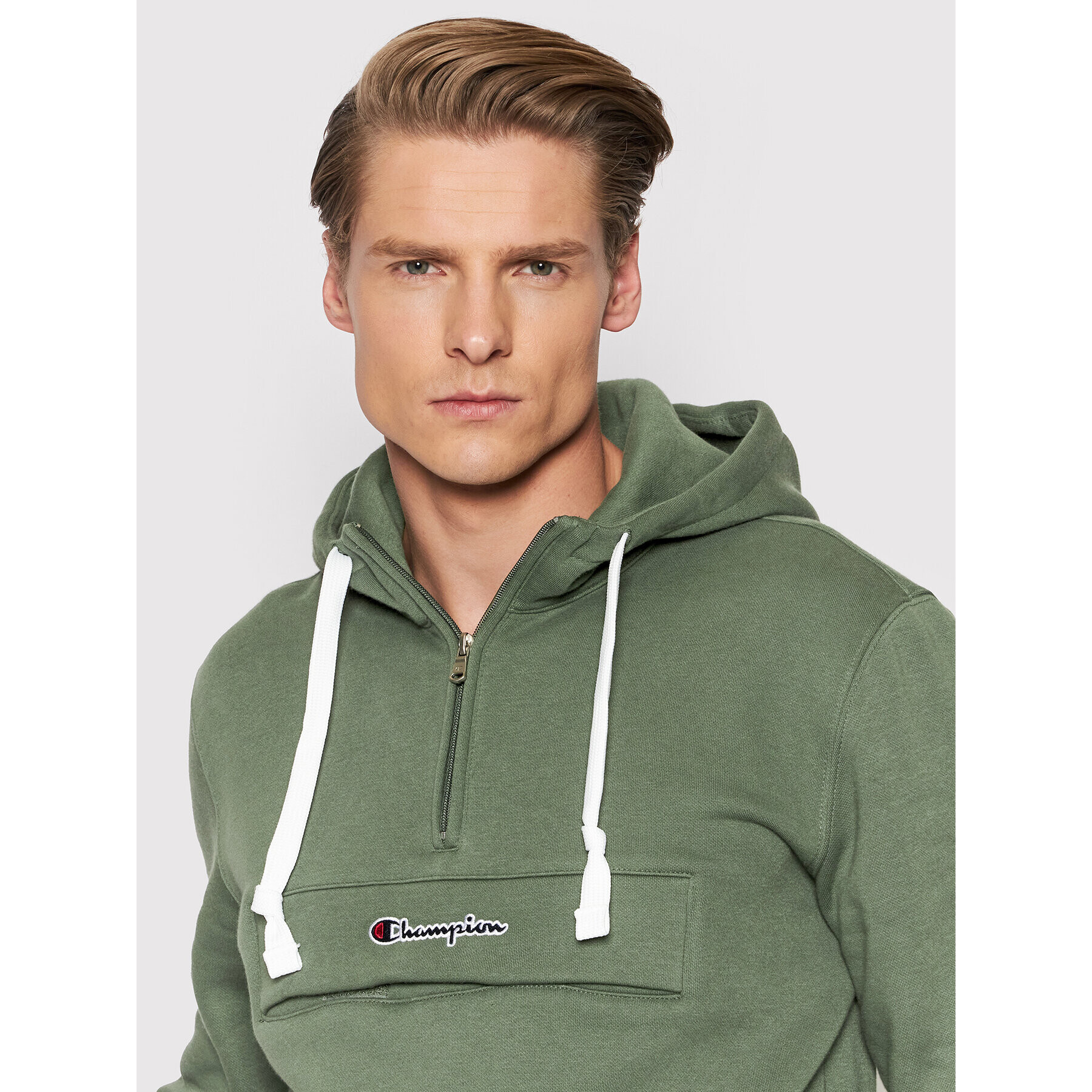 Champion Bluză Blend Pocket Half Zip-Up 216478 Verde Comfort Fit - Pled.ro