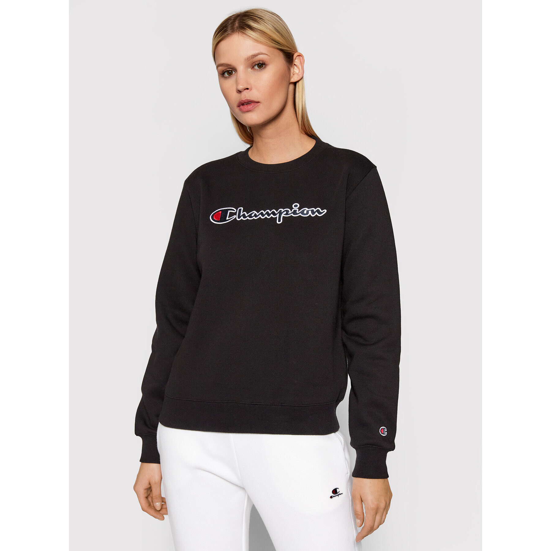 Champion Bluză Blend Script Logo 114462 Negru Regular Fit - Pled.ro