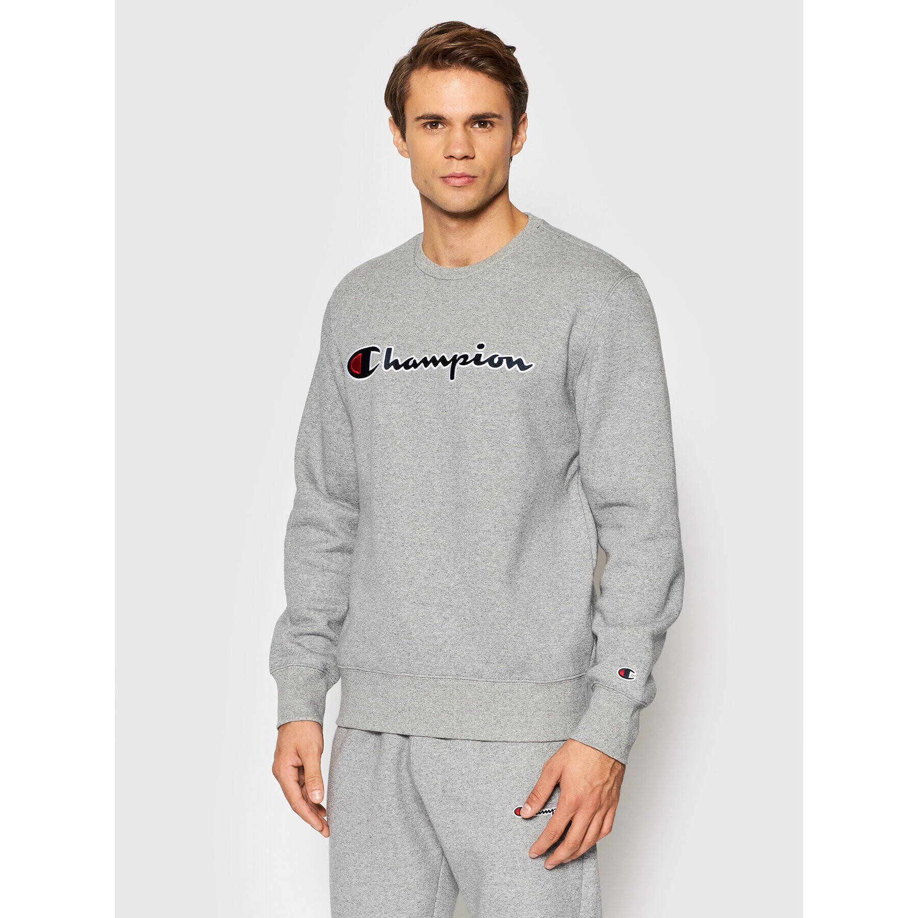 Champion Bluză Blend Script Logo 216471 Gri Regular Fit - Pled.ro