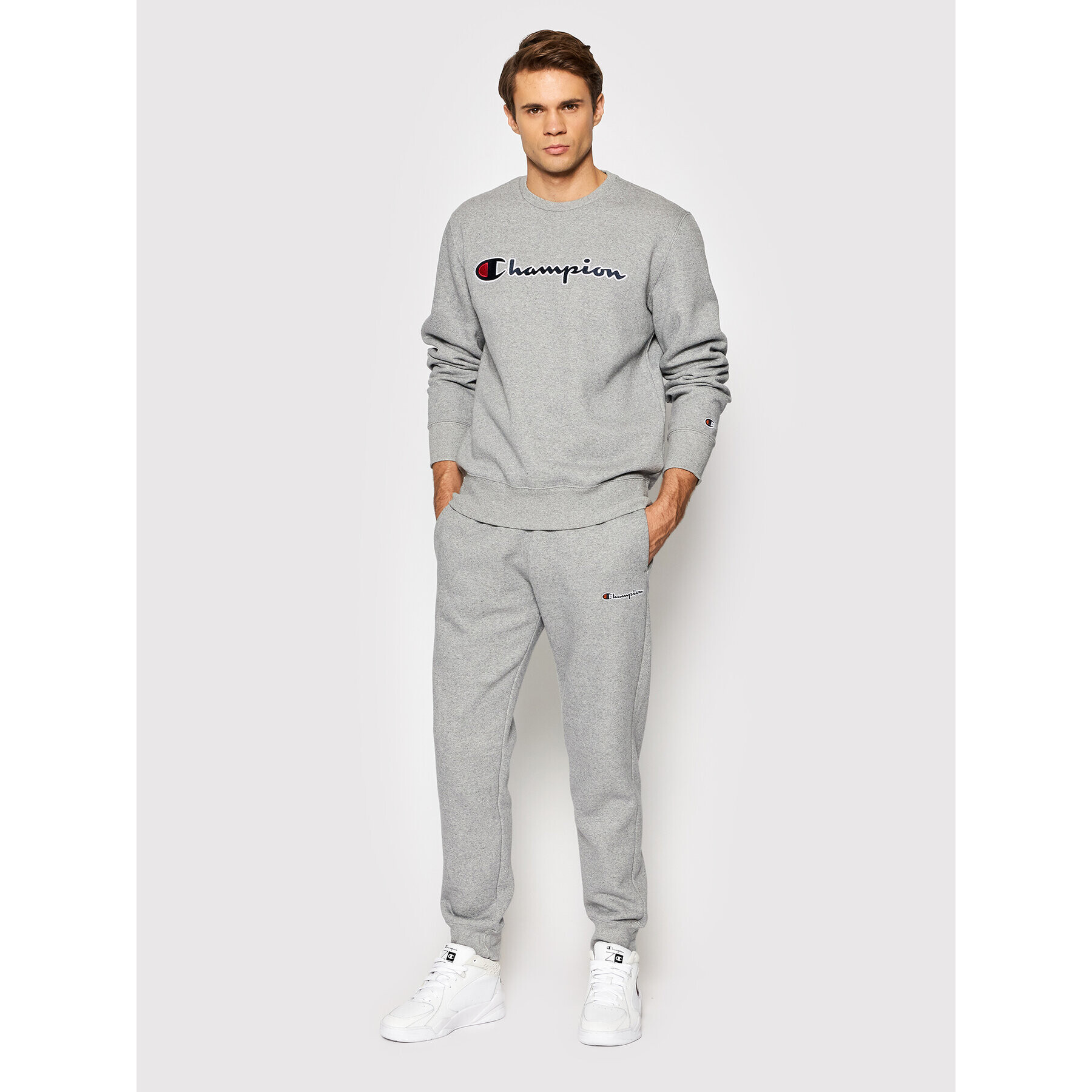 Champion Bluză Blend Script Logo 216471 Gri Regular Fit - Pled.ro