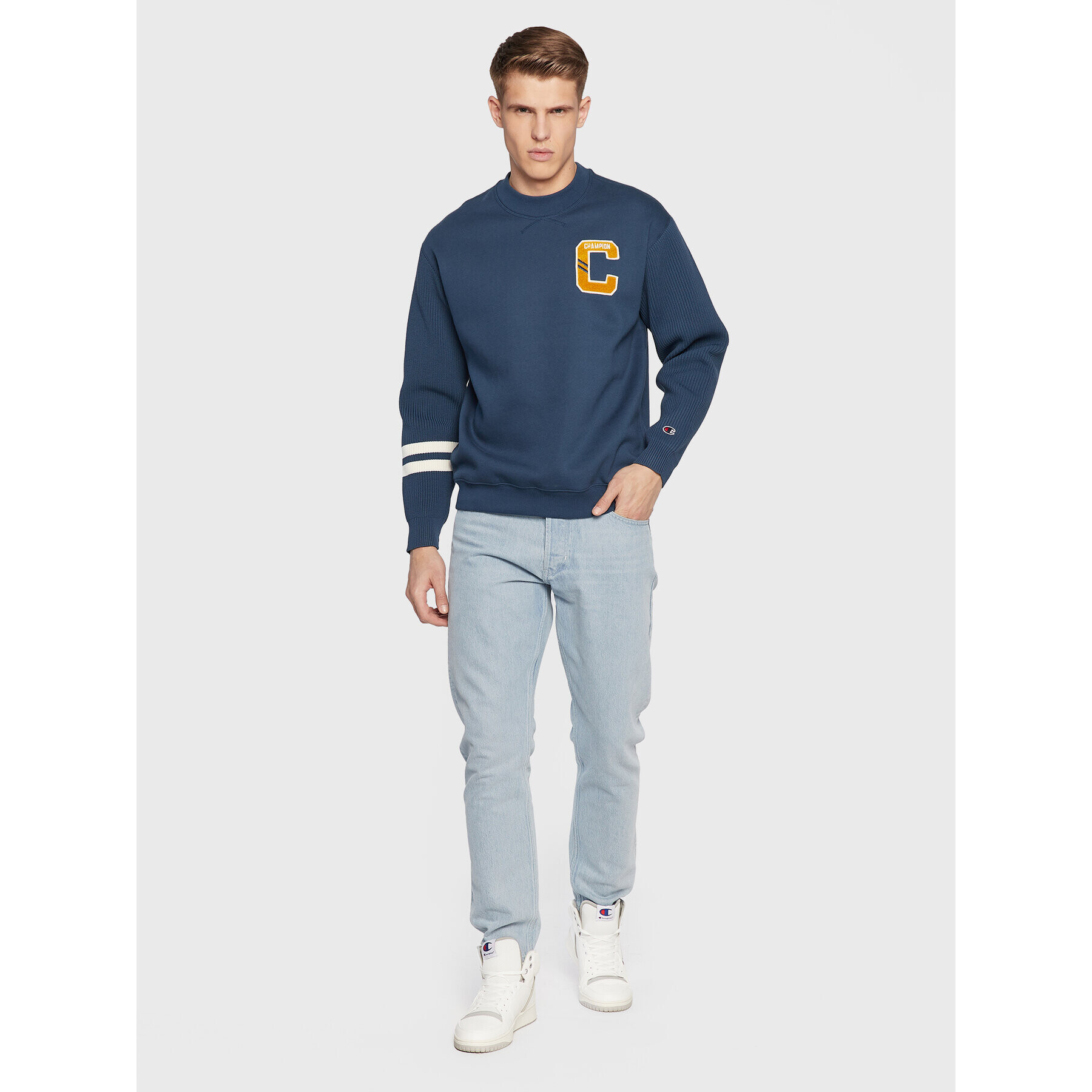 Champion Bluză Bookstore Logo 217885 Bleumarin Custom Fit - Pled.ro