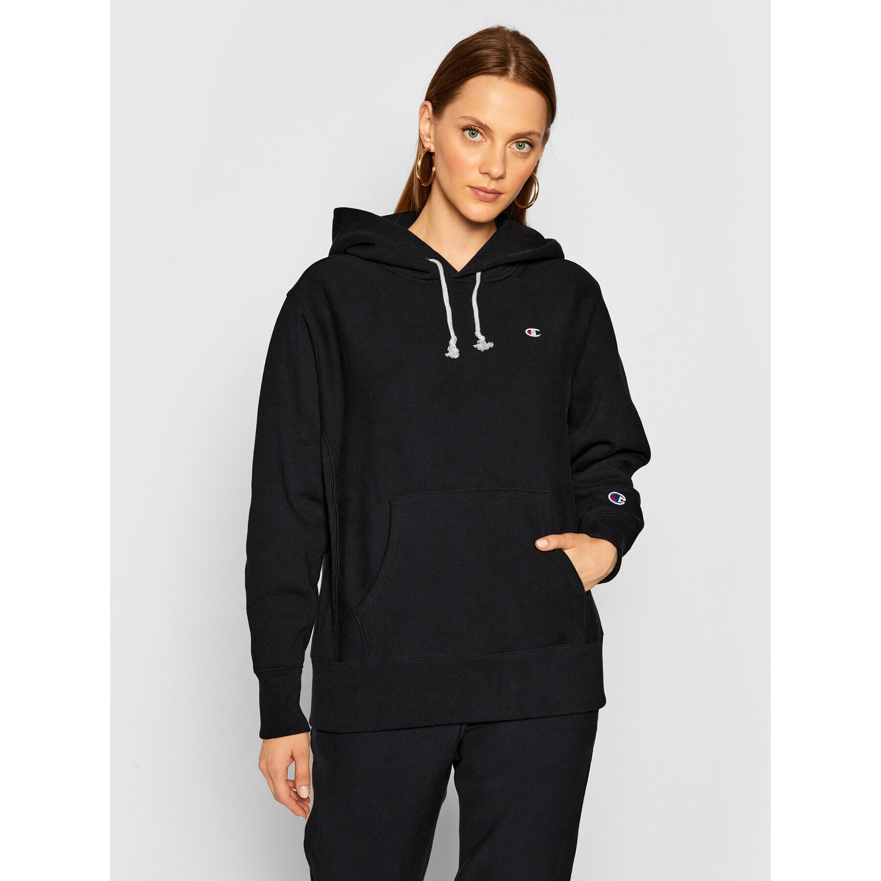 Champion Bluză C Logo 113350 Negru Regular Fit - Pled.ro