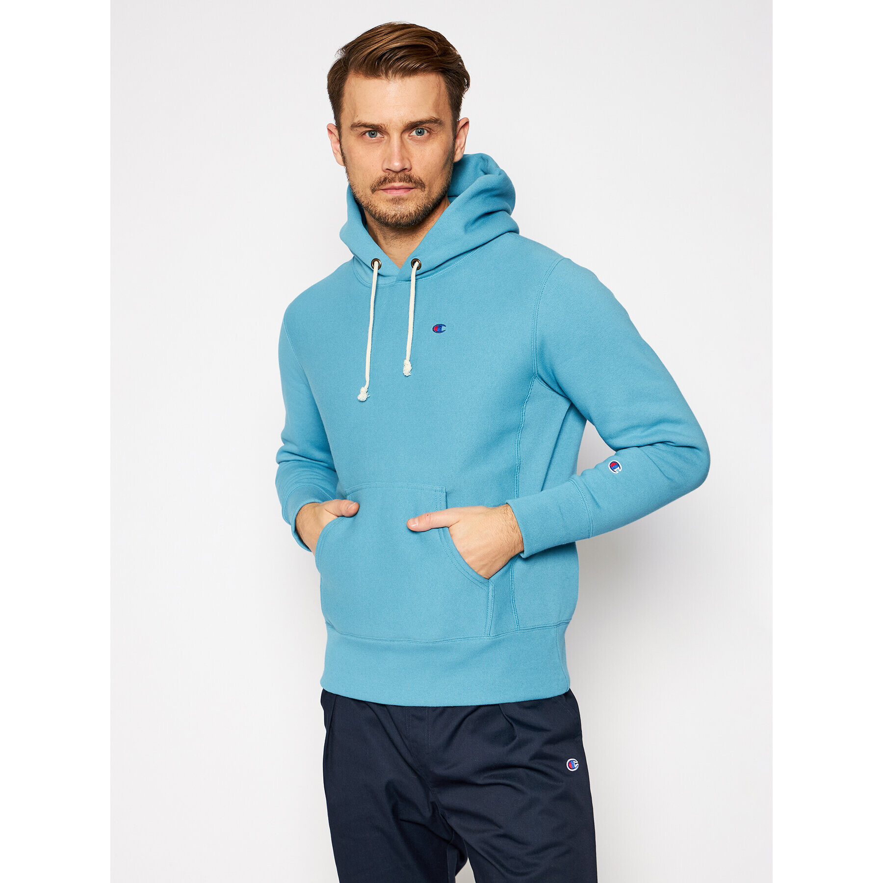 Champion Bluză C Logo 215214 Albastru Regular Fit - Pled.ro