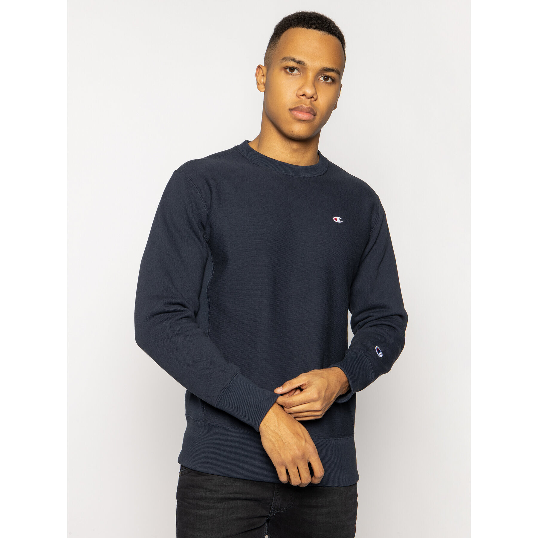 Champion Bluză Crewneck 214676 Bleumarin Custom Fit - Pled.ro