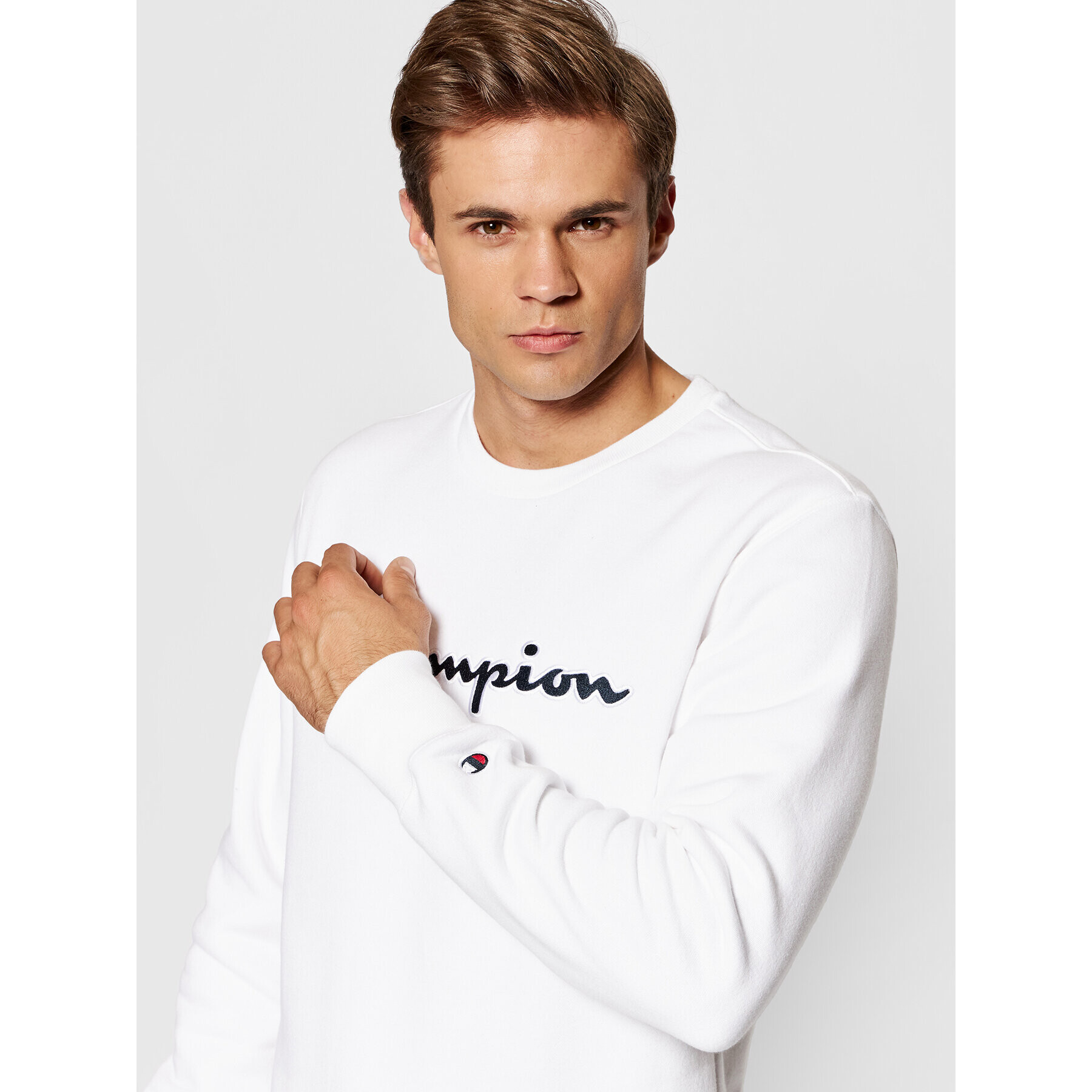 Champion Bluză Crewneck 216471 Alb Custom Fit - Pled.ro