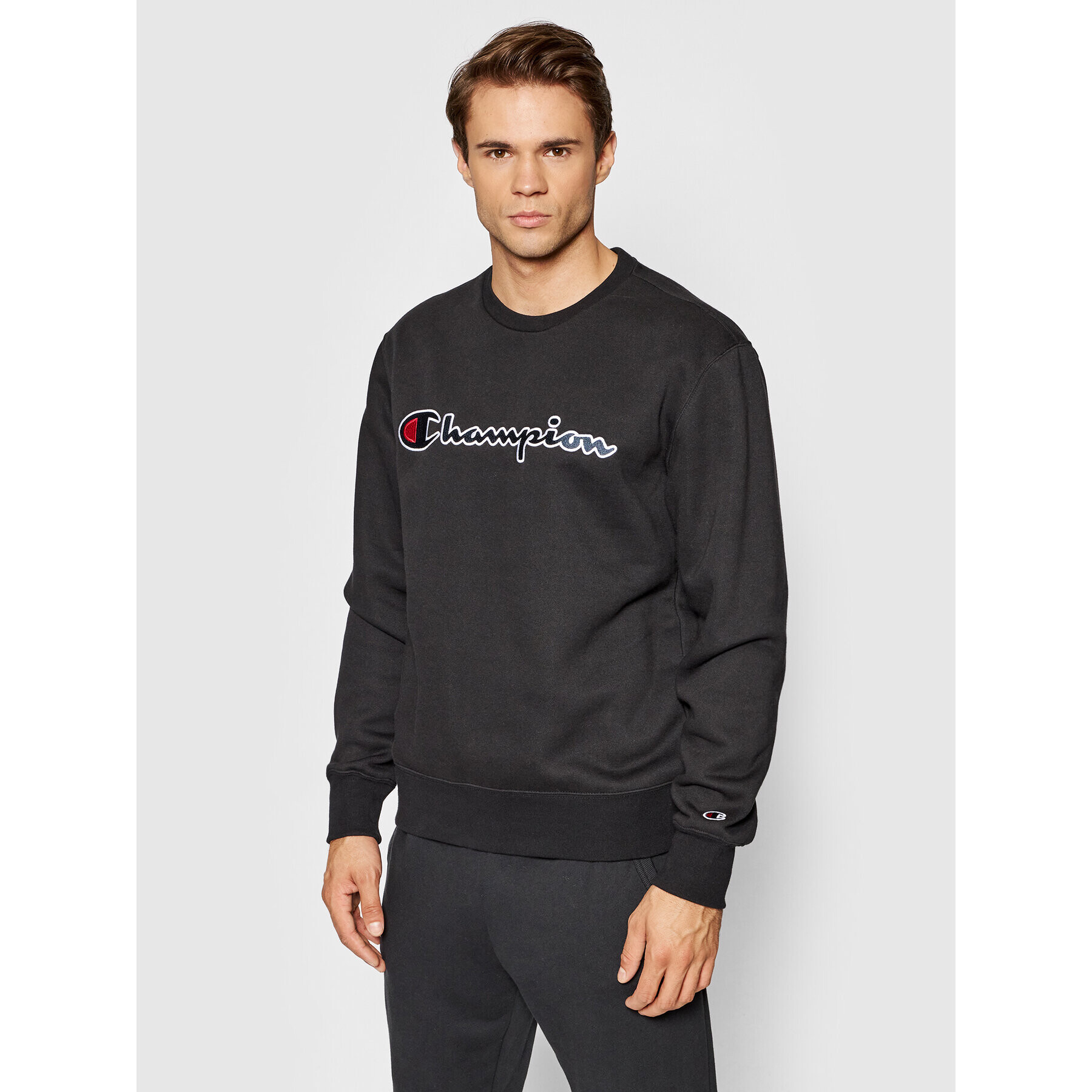 Champion Bluză Crewneck 216471 Negru Custom Fit - Pled.ro